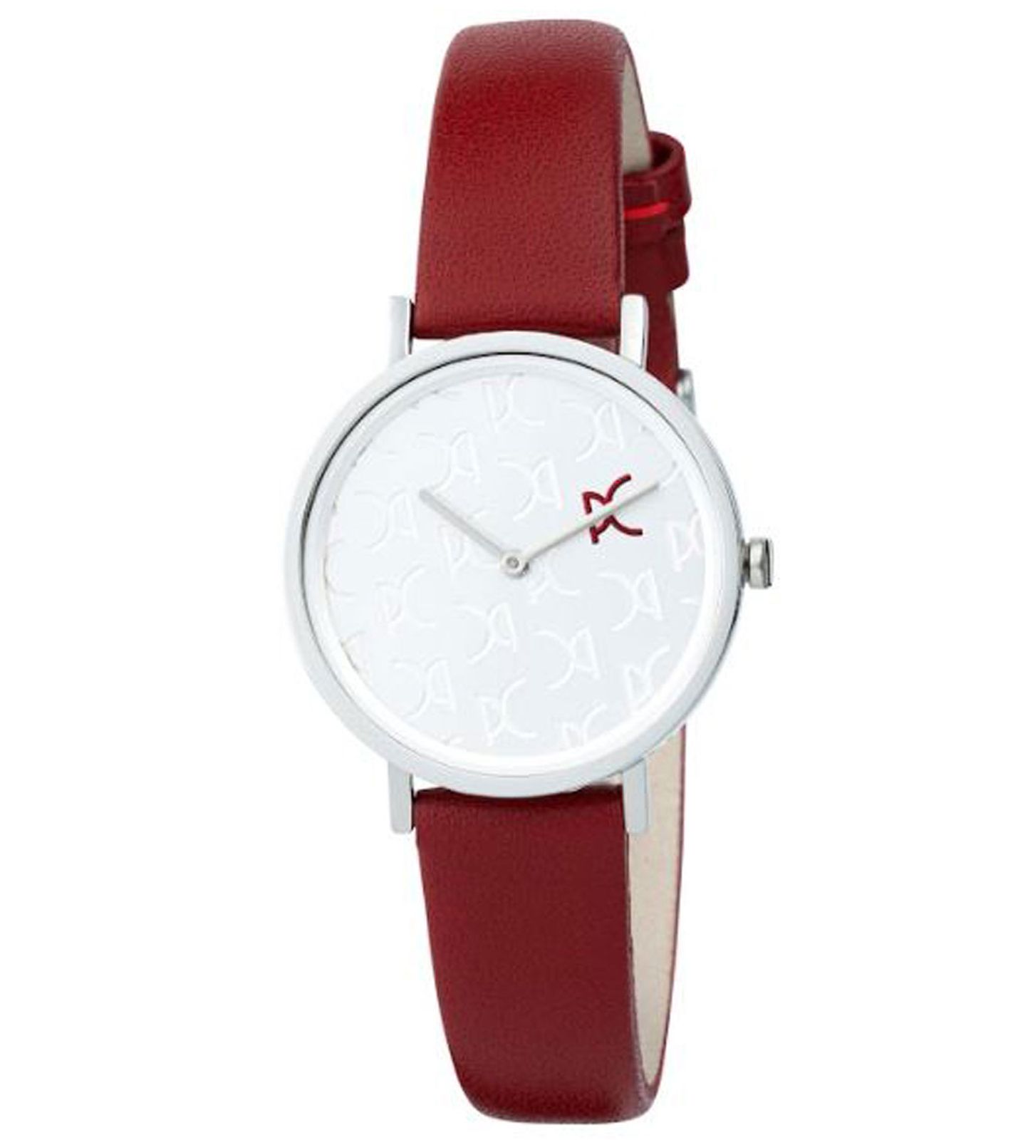 Pierre Cardin Damen Armband-Uhr mit Marken-Kürzel im Ziffernblatt analoge Quarz-Uhr mit Leder-Armband 3ATM 31mm CBV.1517 Rot/Silber