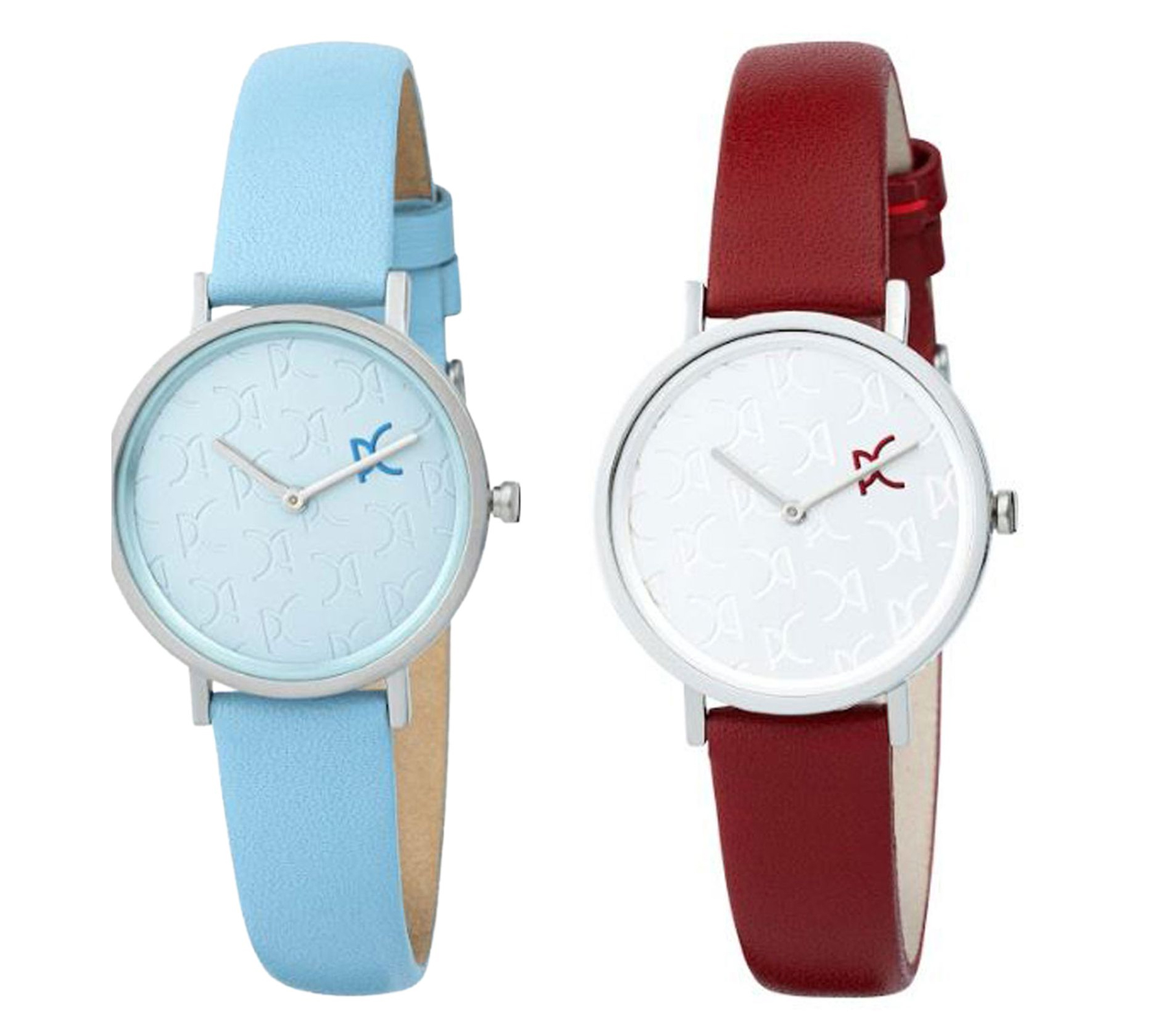 Pierre Cardin Damen Armband-Uhr mit Marken-Kürzel-Print analoge Quarz-Uhr mit Leder-Armband 3ATM 31mm CBV.1521 Blau oder Rot