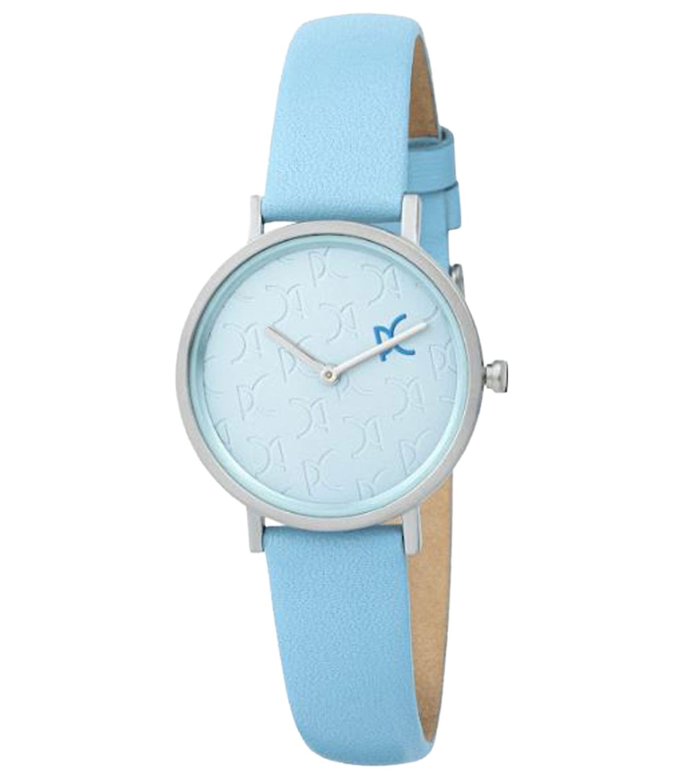Pierre Cardin Damen Armband-Uhr mit Marken-Kürzel-Print analoge Quarz-Uhr mit Leder-Armband 3ATM 31mm CBV.1521 Blau/Silber