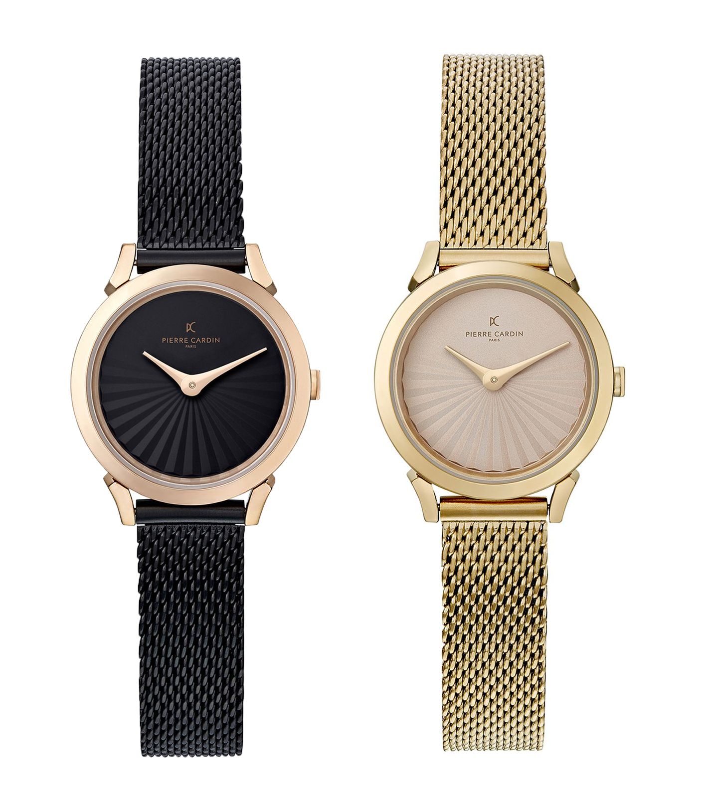 Pierre Cardin Damen Armband-Uhr schlichtes Ziffernblatt analoge Quarz-Uhr mit Edelstahl-Armband 3ATM 27mm CPI.25 Schwarz/Gold oder Gold
