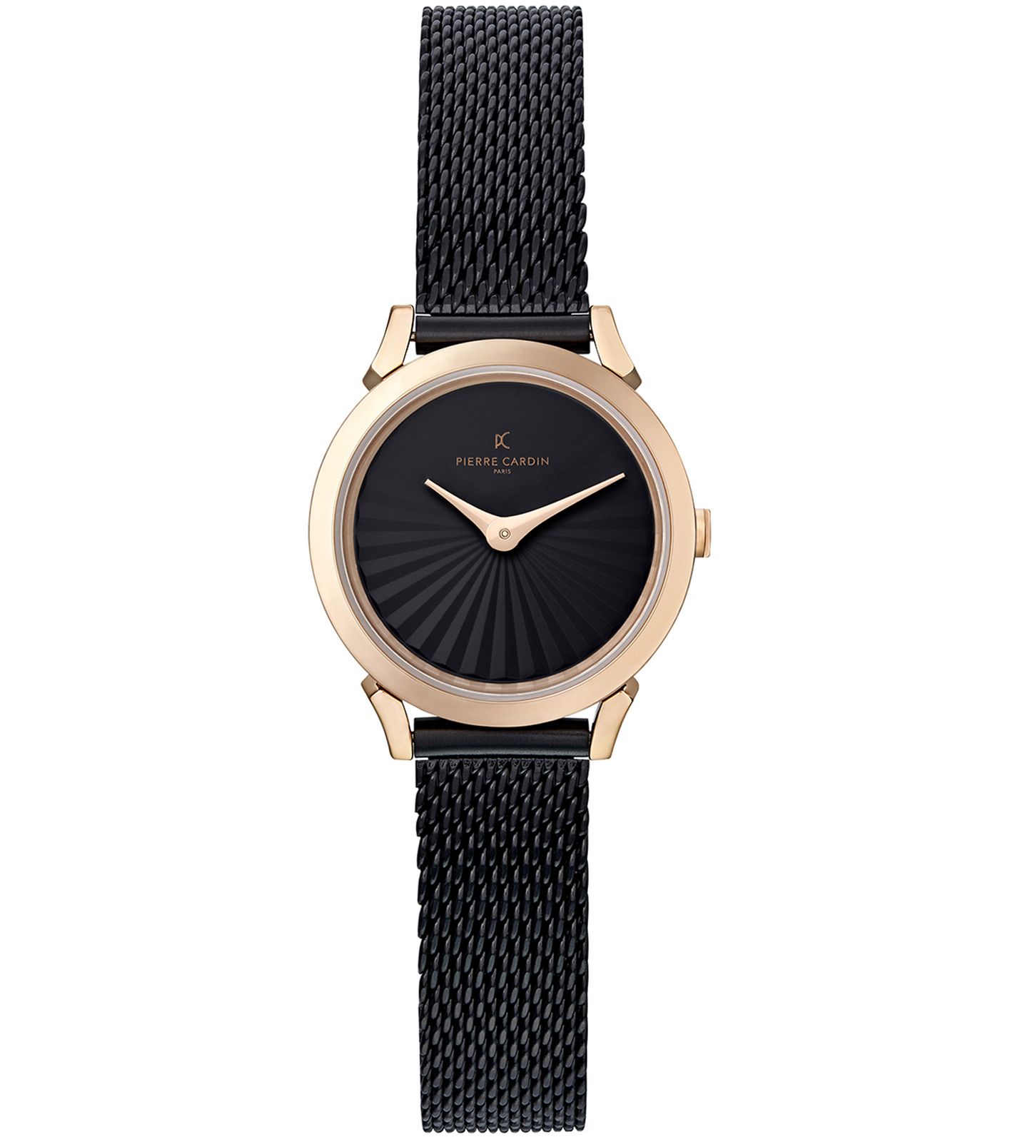 Pierre Cardin Damen Armband-Uhr schlichtes Ziffernblatt analoge Quarz-Uhr mit Edelstahl-Armband 3ATM 27mm CPI.2516 Schwarz/Gold