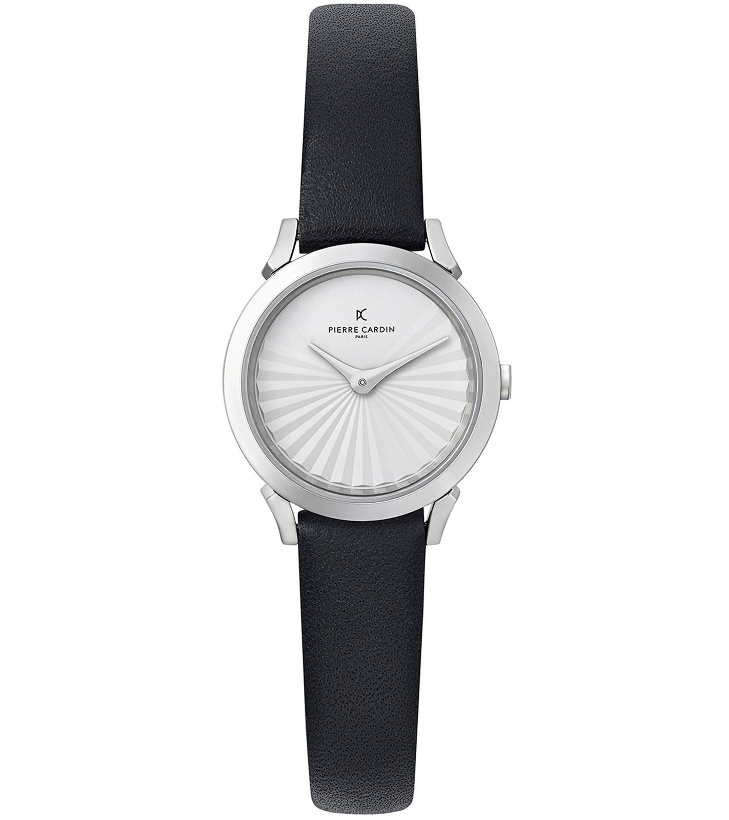 Pierre Cardin Damen Armband-Uhr schlichtes Ziffernblatt analoge Quarz-Uhr mit Leder-Armband 3ATM 27mm CPI.2507 Schwarz/Weiß/Silber