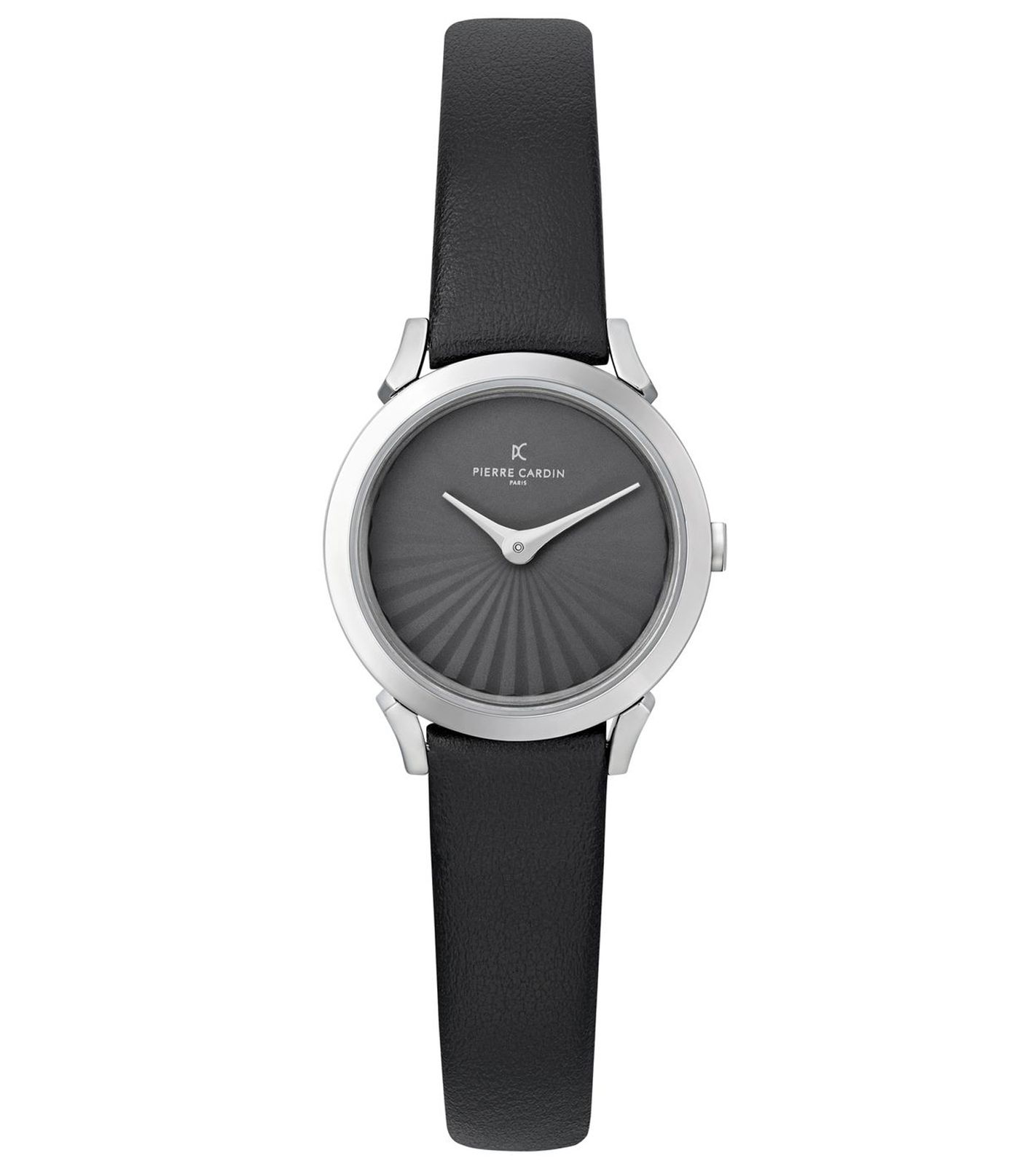 Pierre Cardin Damen Armband-Uhr schlichtes Ziffernblatt analoge Quarz-Uhr mit Leder-Armband 3ATM 27mm CPI.2510 Schwarz/Silber