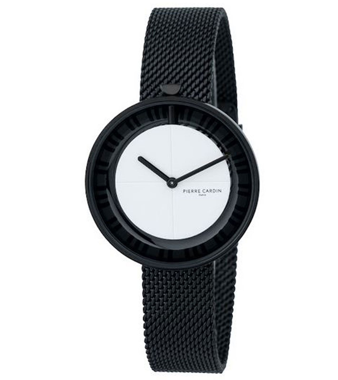Pierre Cardin Damen Armband-Uhr zeitloses Ziffernblatt analoge Quarz-Uhr mit Edelstahl-Armband 3ATM 32mm CMA.0018 Schwarz/Weiß