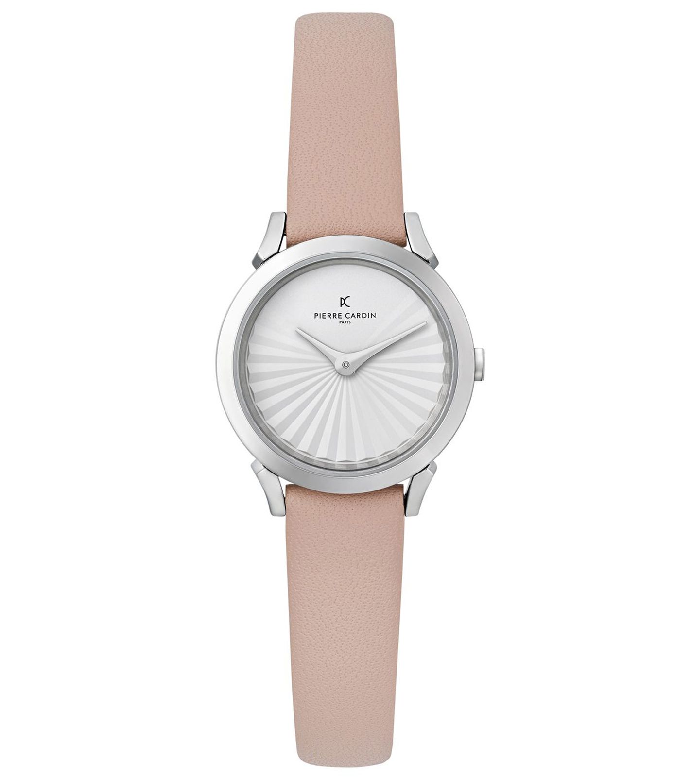 Pierre Cardin Damen Armband-Uhr Ziffernblatt analoge Quarz-Uhr mit Leder-Armband 3ATM 27mm CPI.2506 Rosa/Weiß/Silber