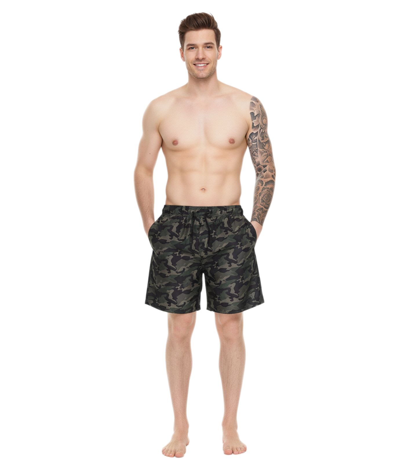 Pierre Cardin Herren Camouflage Schwimm-Hose Badehose Schwimm-Shorts LA203937 Khaki