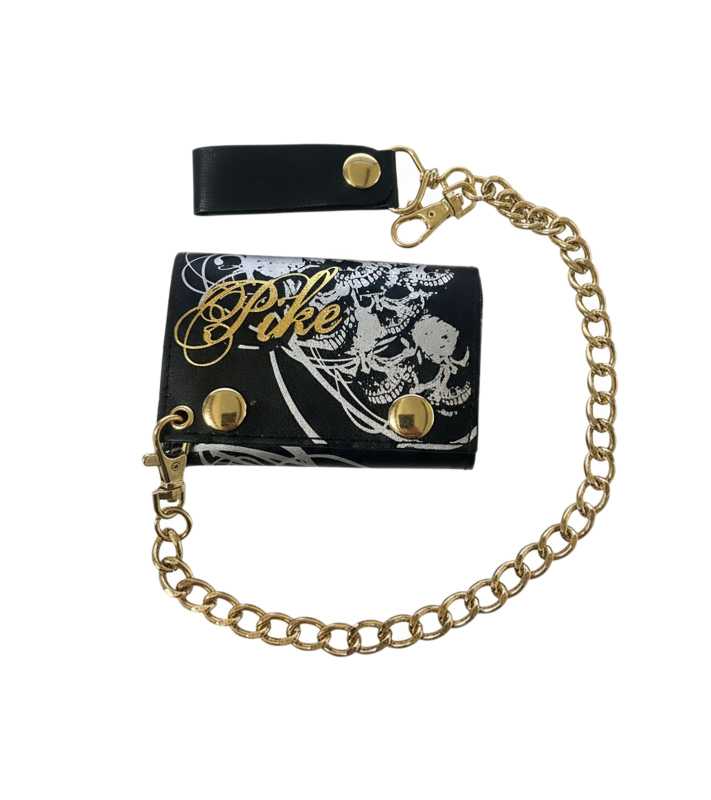 Pike Apparel Portemonnaie Punk-Accessoires mit Logo-Schriftzug Geldbeutel Schwarz/Silber