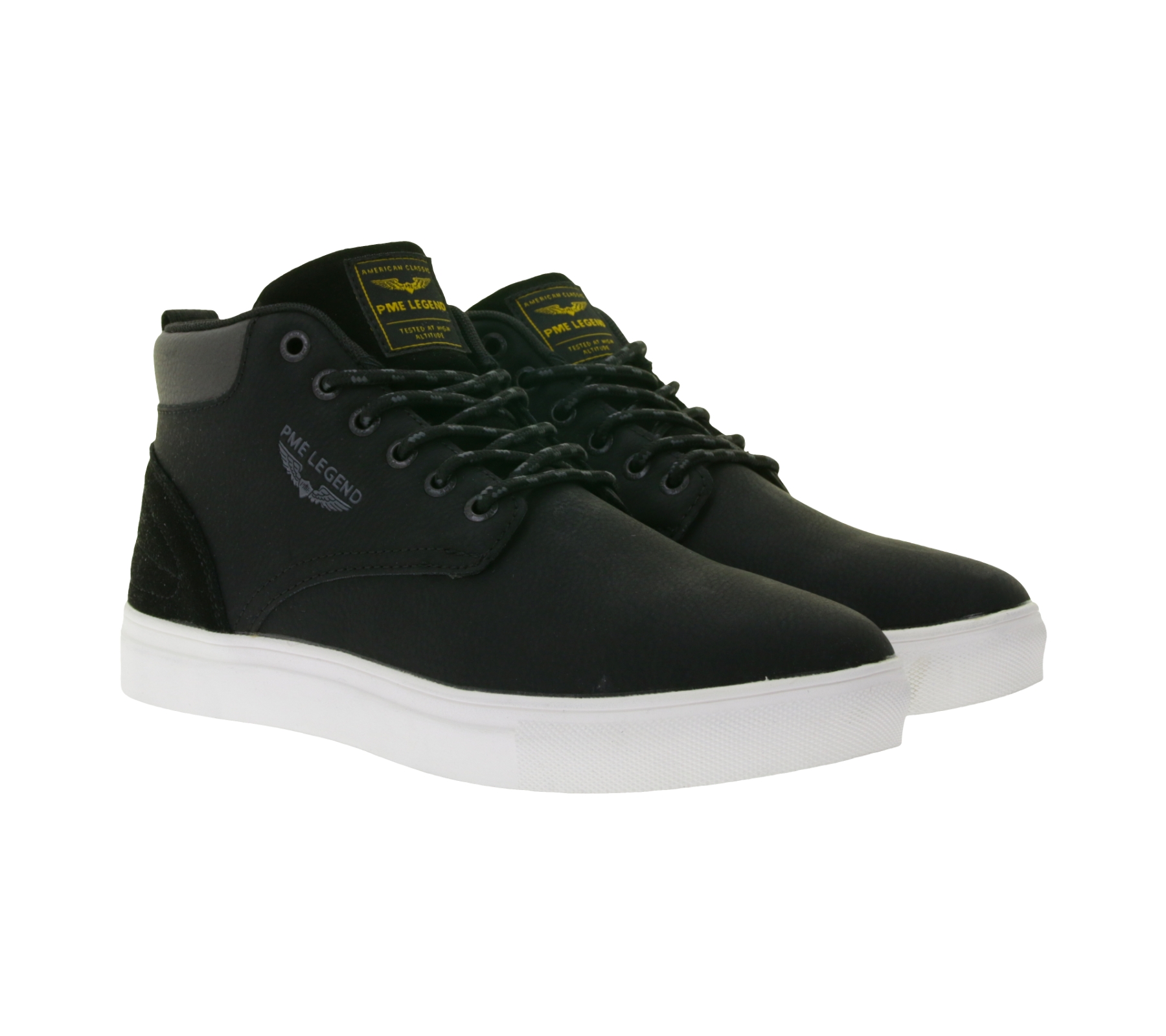 PME LEGEND Strike Herren Mid-Top Sneaker mit herausnehmbarer EVA-Innensohle Freizeit-Sneaker Schnür-Schuhe PBO216038-999 Schwarz