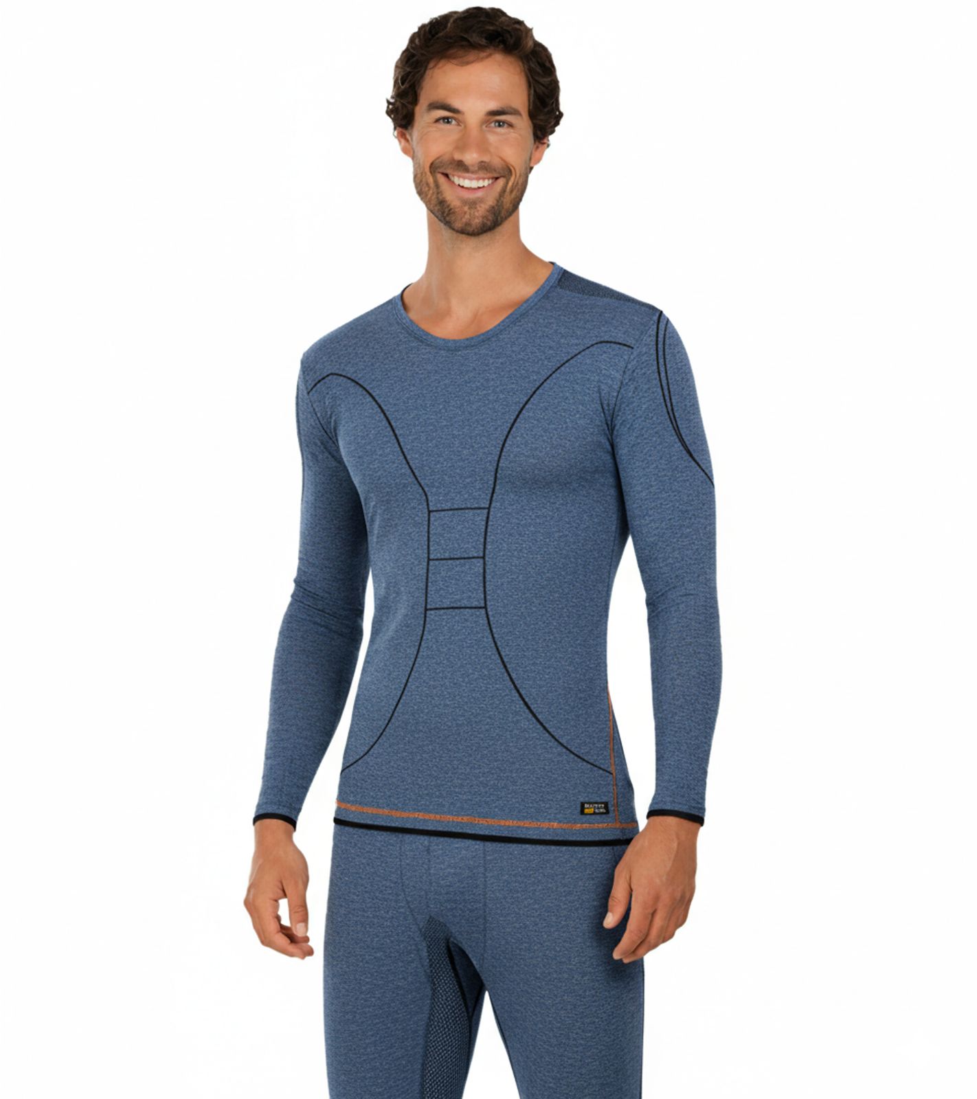 Praktisches TOPTEX PRO Herren Funktions-Shirt mit HydroTherm Langarm-Shirt Sport-Shirt mit OEKO-TEX Standard 100 Arbeits-Shirt Blau meliert