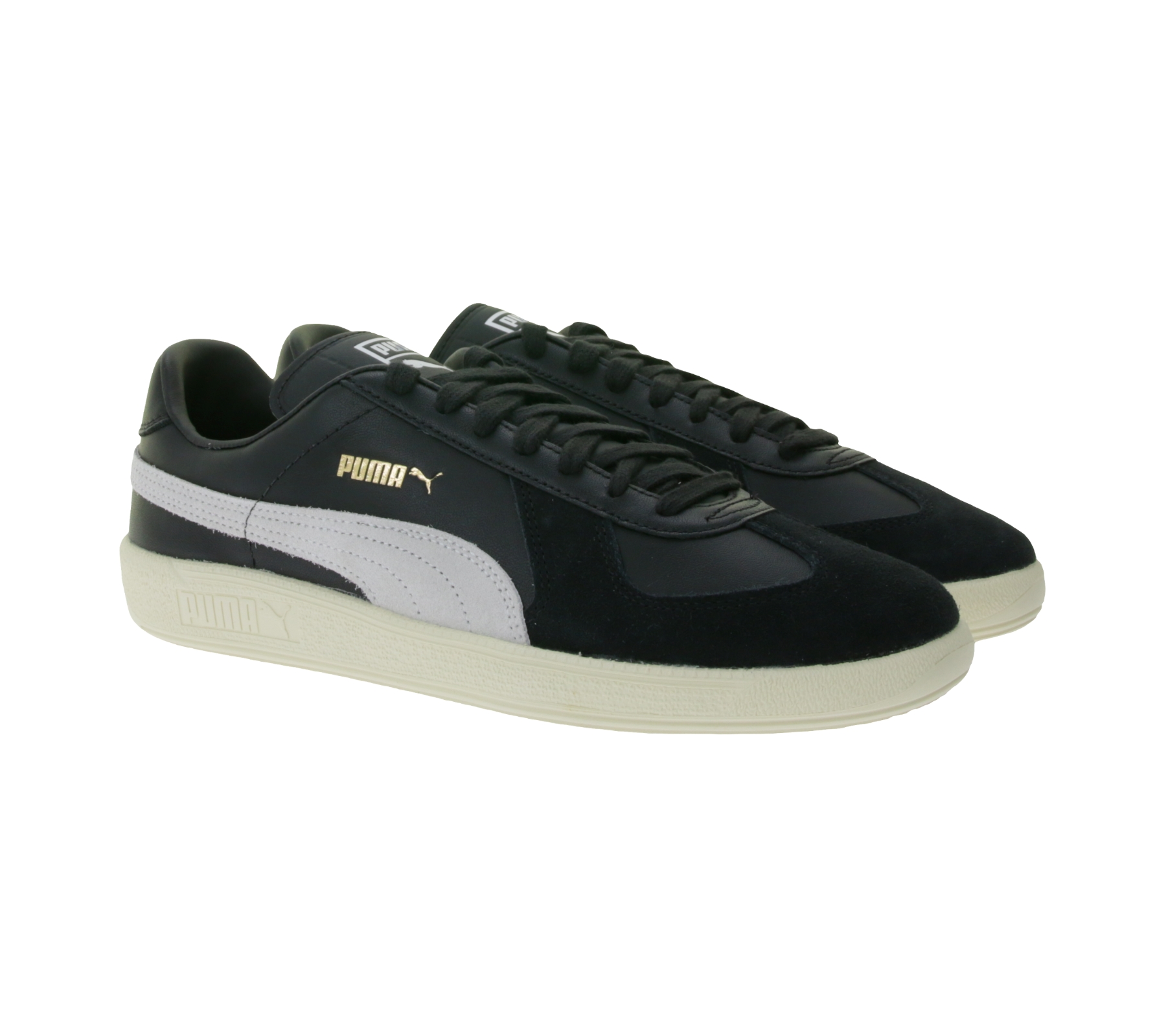 PUMA Army Trainer Damen Echtleder-Schuhe Vintage-Sneaker Hallenschuhe 386607 02 Schwarz