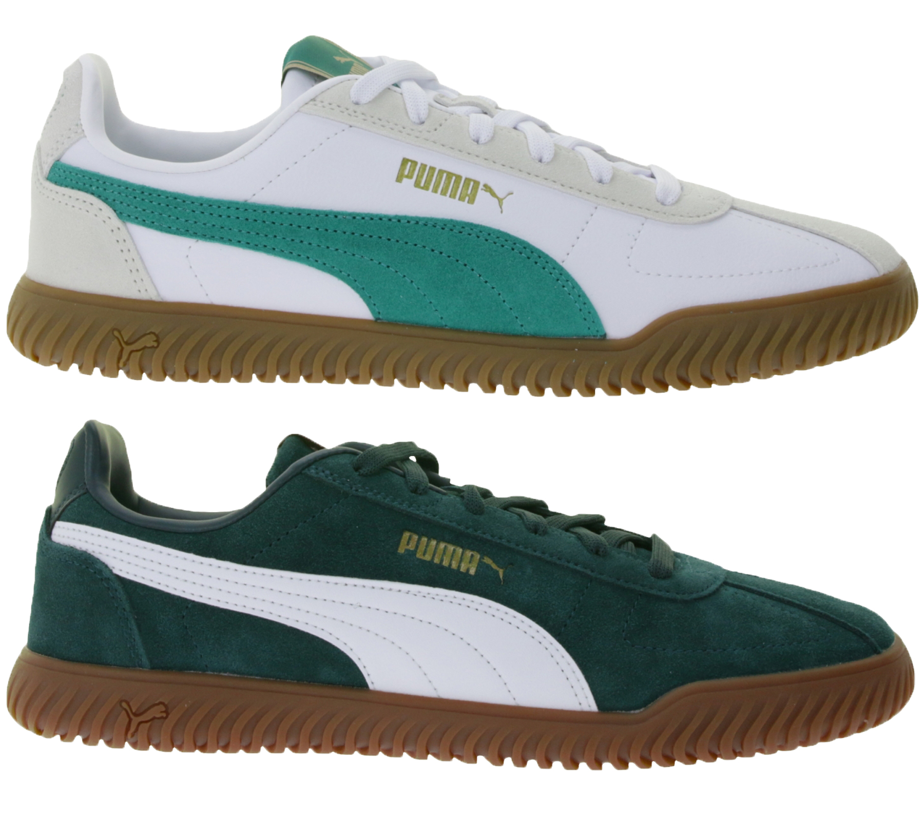 PUMA Club Kayzer Suede Herren Wildleder-Schuhe Sneaker im Fußball-Retro Design mit Softfoam Weiß/Grün oder Grün/Weiß