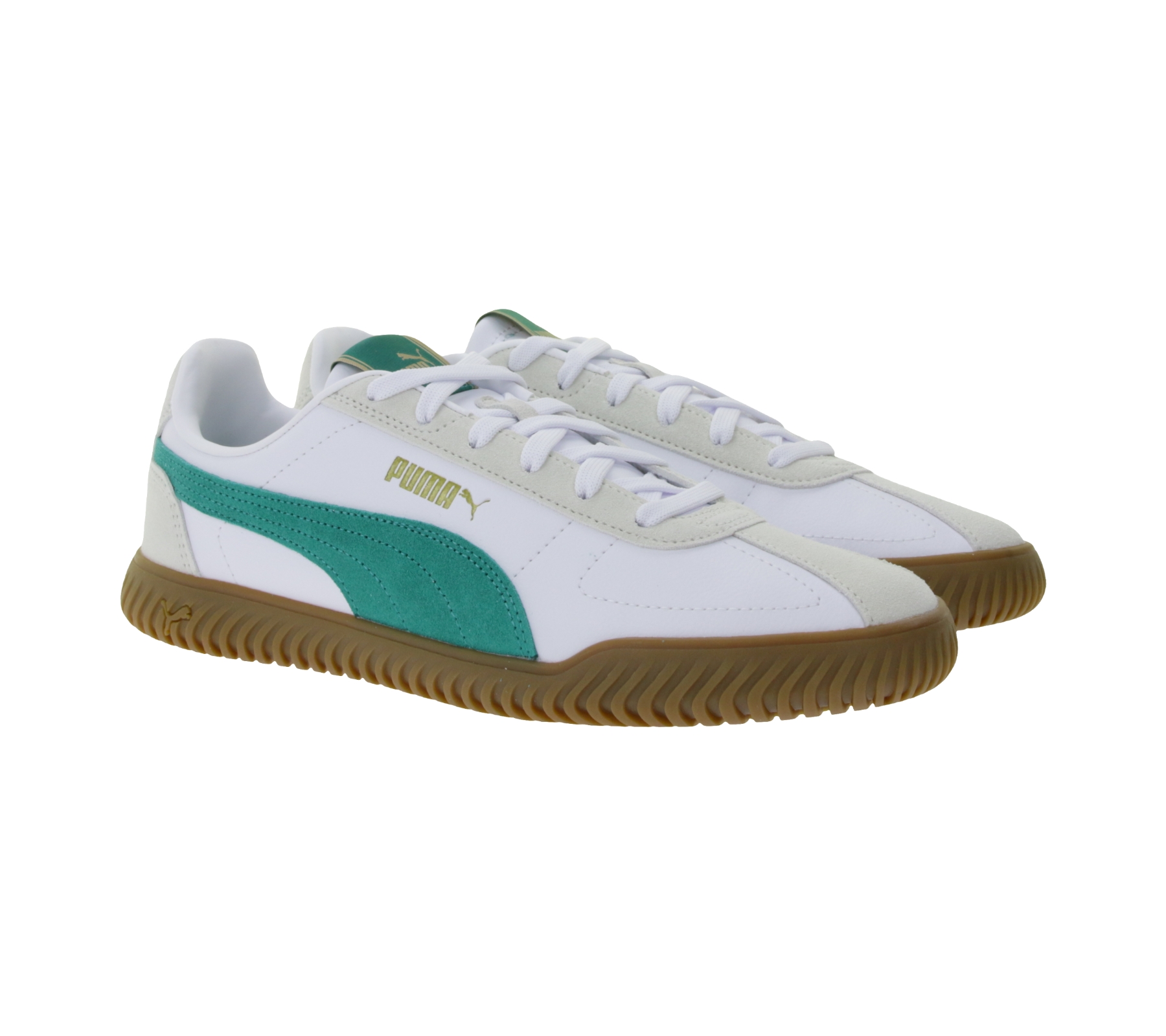 PUMA Club Kayzer Suede Wildleder-Schuhe Sneaker im Fußball-Retro Design mit Softfoam 402606 04 Weiß/Grün