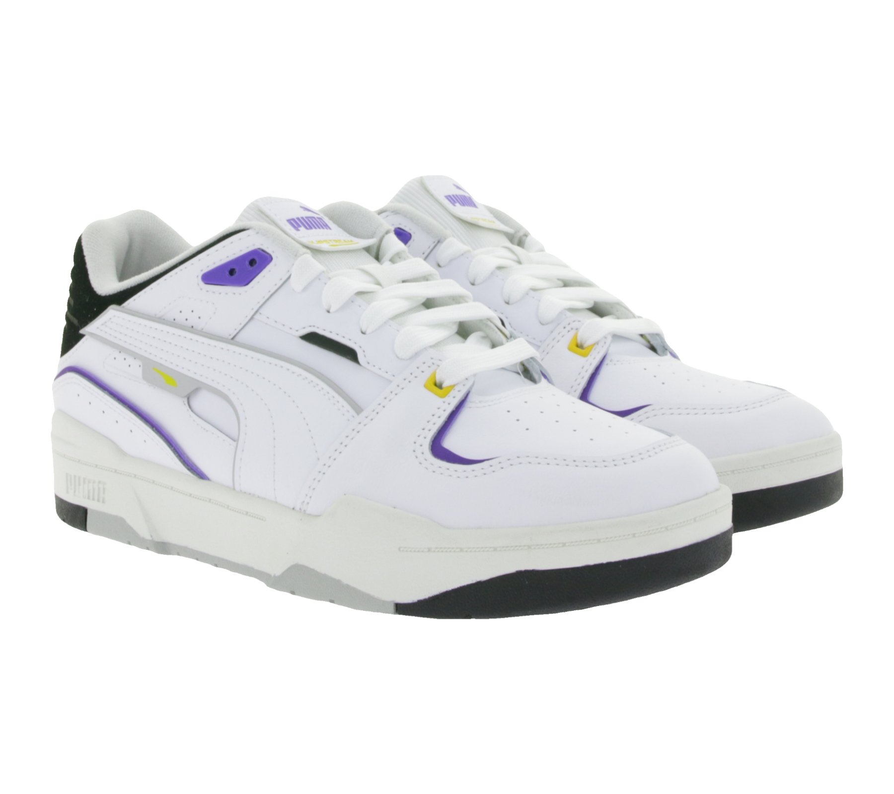 PUMA SLIPSTREAM Echtleder-Schuhe im Retro-Vibe Freizeit-Sneaker mit farbigen Akzenten Schnür-Schuhe 39326602 Weiß/Lila
