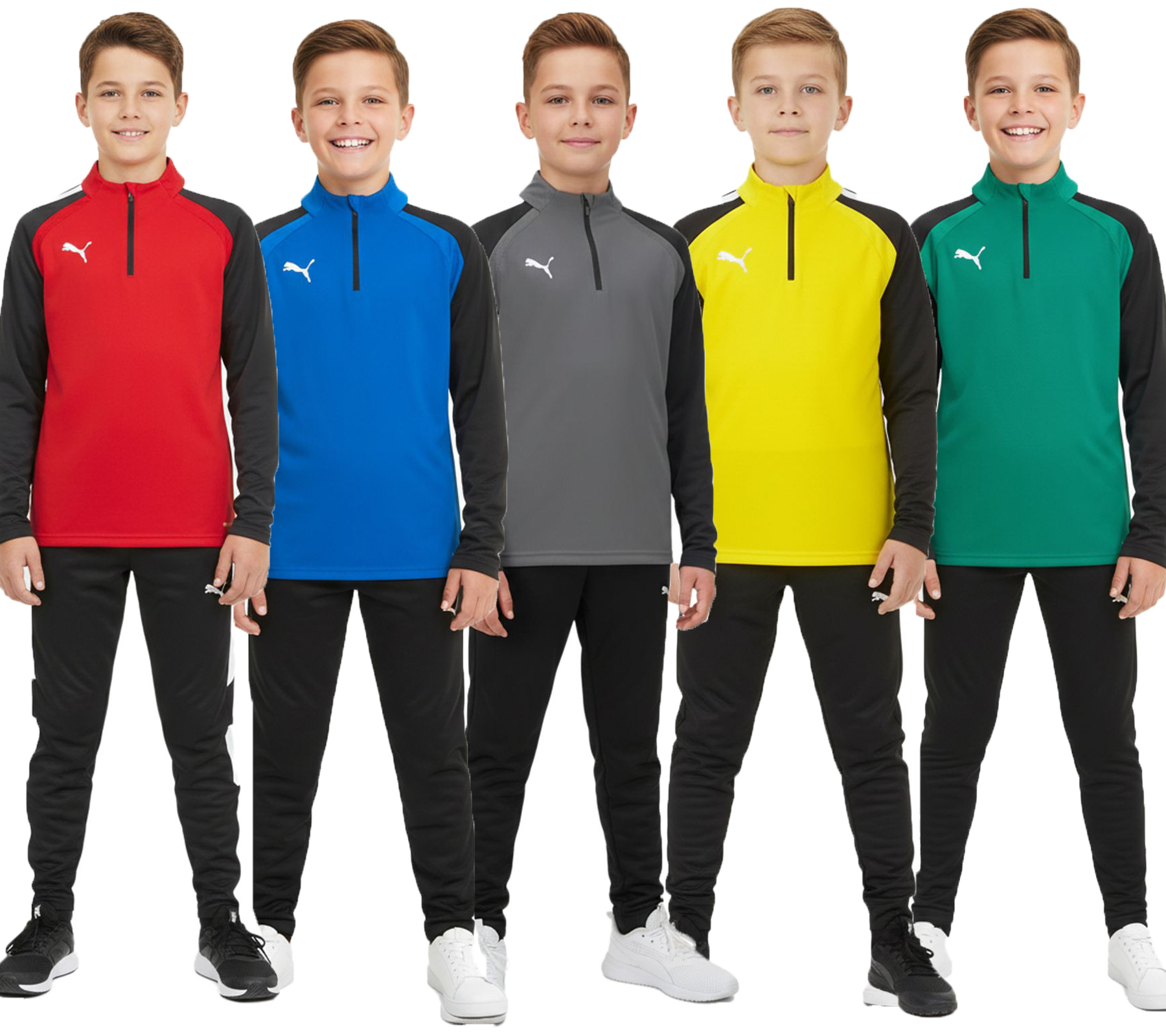 PUMA Teamliga 1/4 Zip Top Kinder Sweatshirt nachhaltiges Trainings-Shirt mit dryCELL Sport-Shirt 657237 Rot, Blau, Grau, Gelb oder Grün