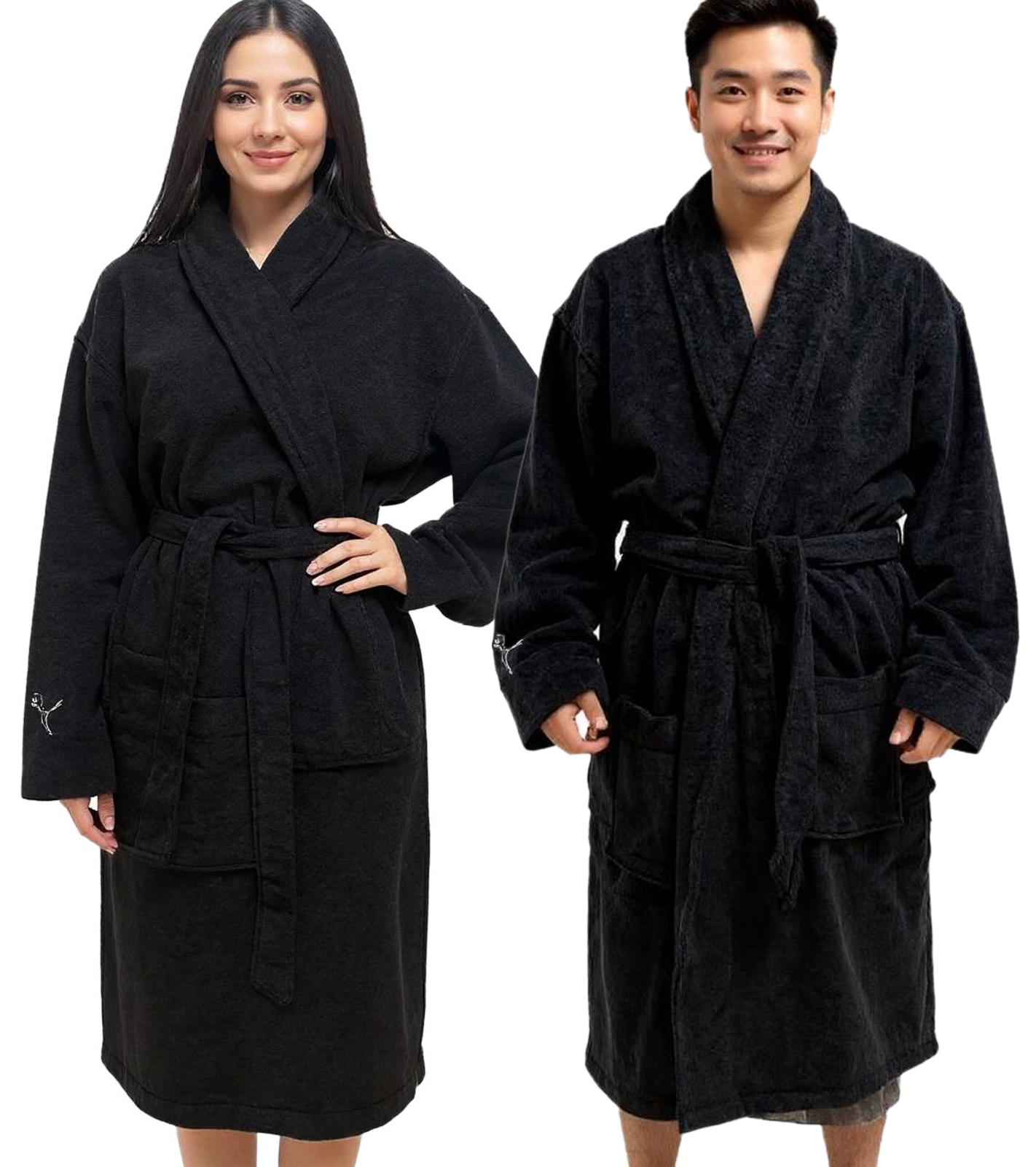 PUMA Unisex Bademantel mit zwei offenen Seitentaschen Morgen-Mantel 660008 03 Schwarz
