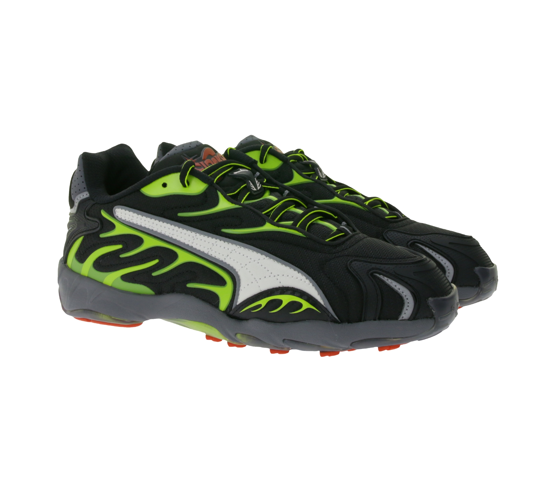PUMA X A$AP Inhale Rocky Herren Sneaker mit Echtleder-Overlays Damen Schuhe im Retro-Track-Look 402459 01 Schwarz/Gelb