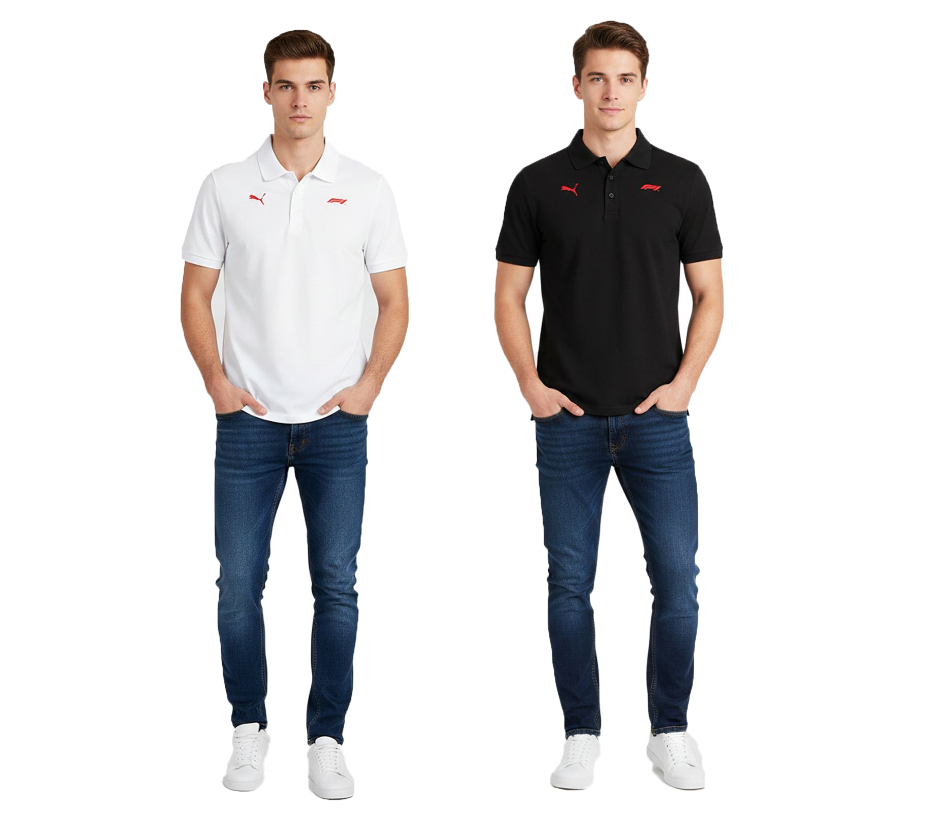PUMA X F1 Herren Polo-Shirt Kurzarm-Shirt Baumwoll-Shirt mit Formel-1 Logo Motorsport-Shirt 701228330 Weiß oder Schwarz
