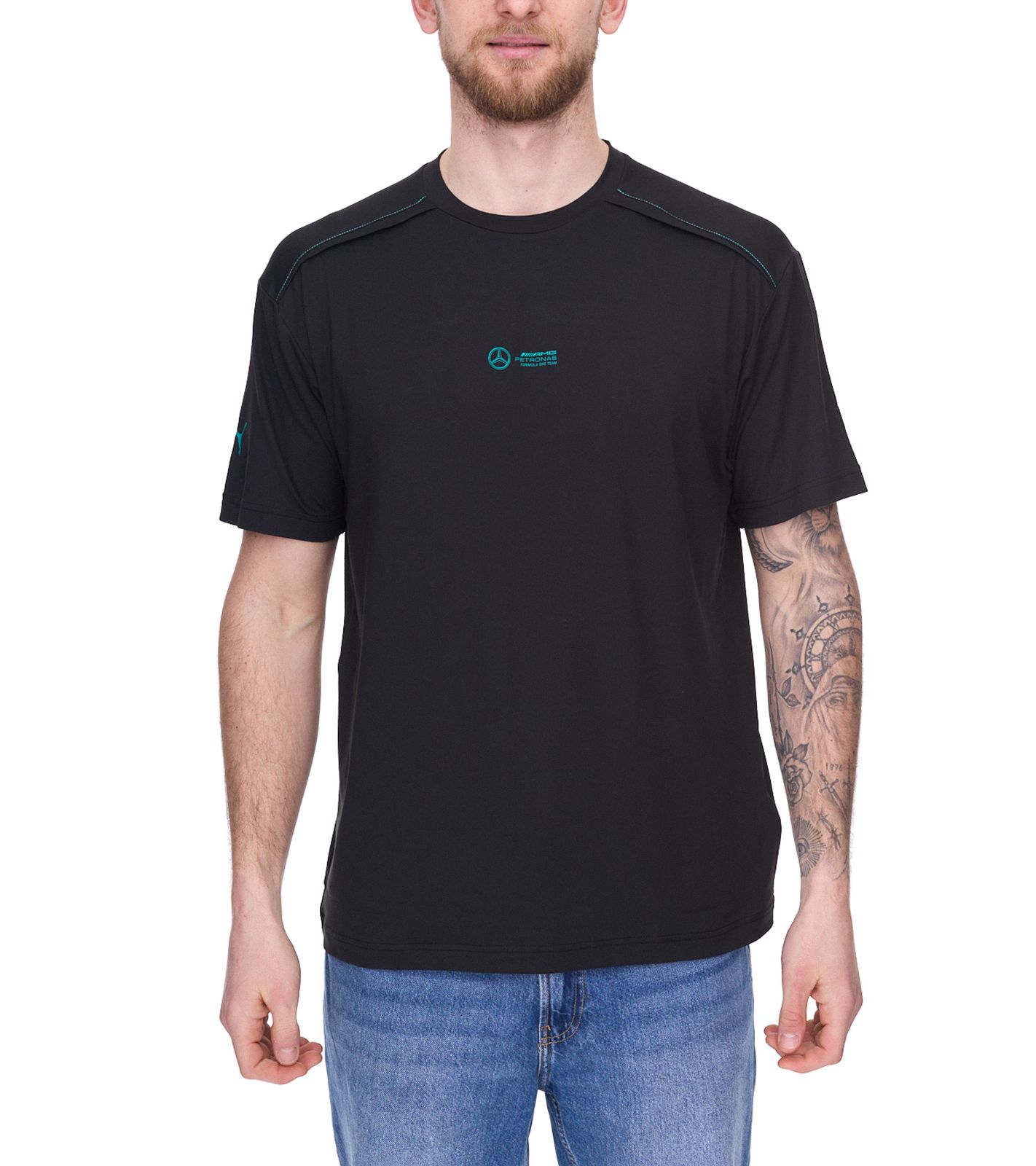Puma X Mercedes-Benz AMG Petronas F1 Cloudspun Herren T-Shirt mit Logo-Schriftzug 621135 01 Schwarz