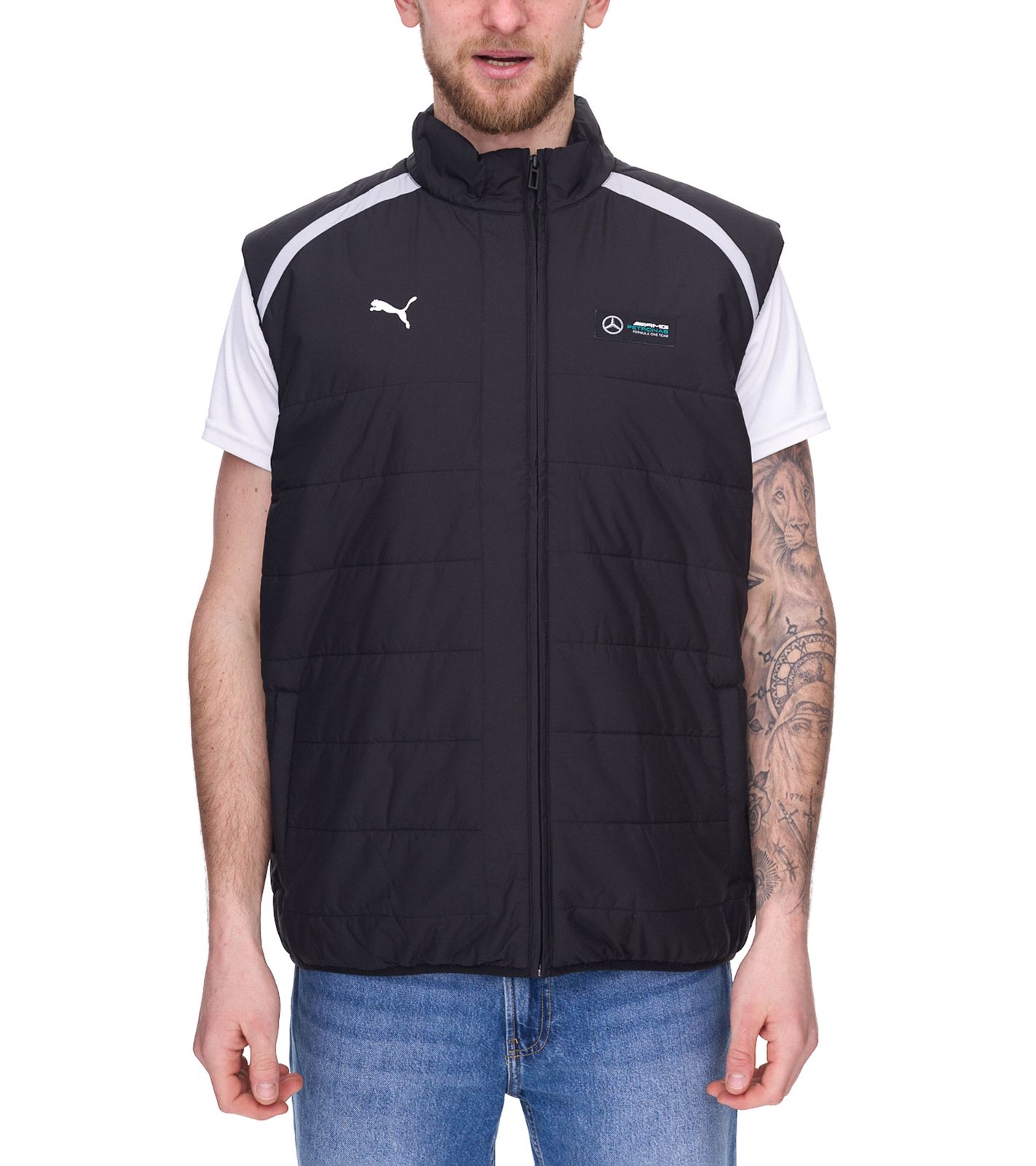 PUMA X Mercedes-Benz AMG Petronas F1 Herren Stepp-Weste Herbst-Weste Übergangs-Jacke 622133 01 Schwarz