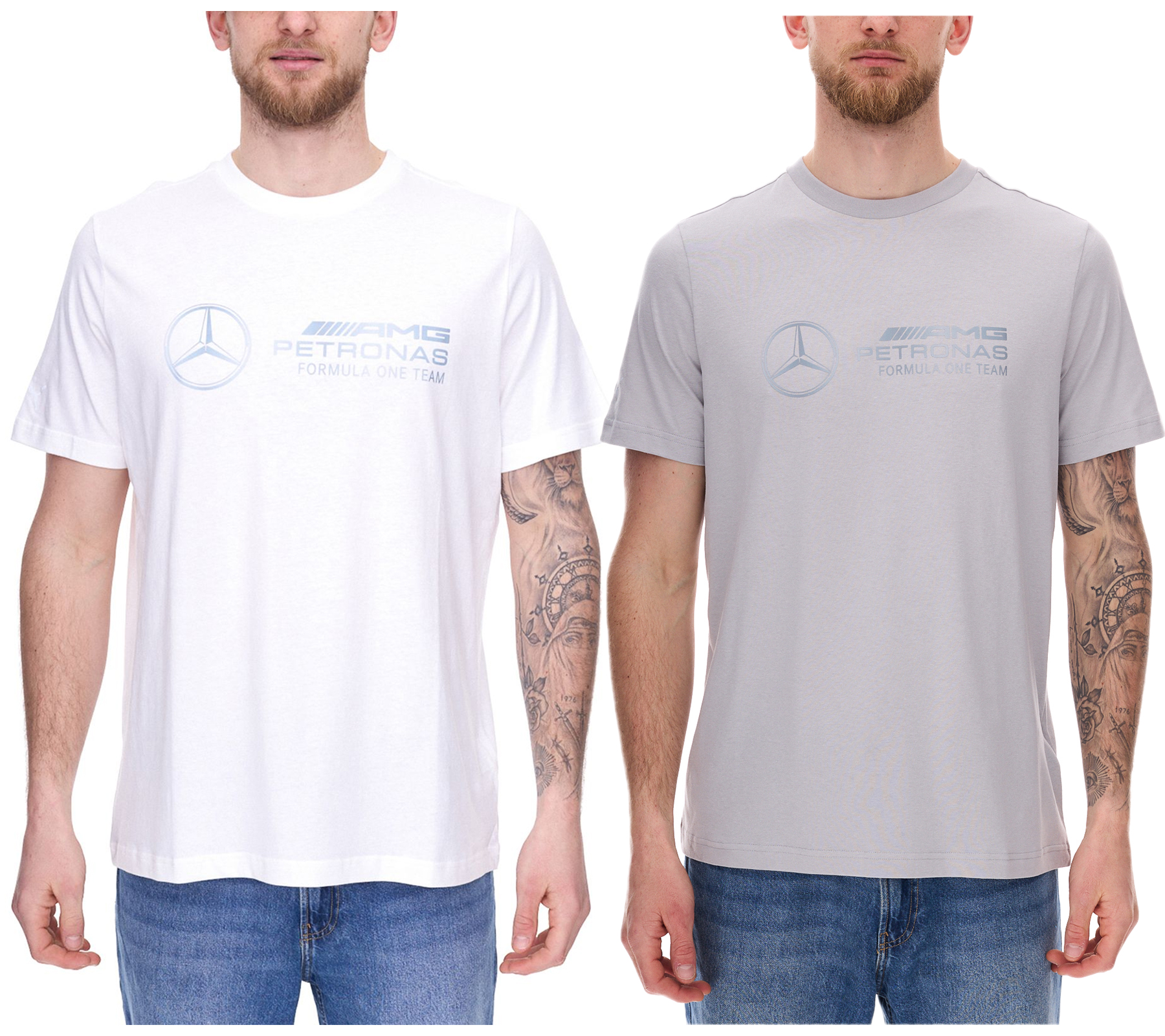 Puma X Mercedes-Benz AMG Petronas F1 Herren T-Shirt stylisches Baumwoll-Shirt 621157 Grau oder Weiß