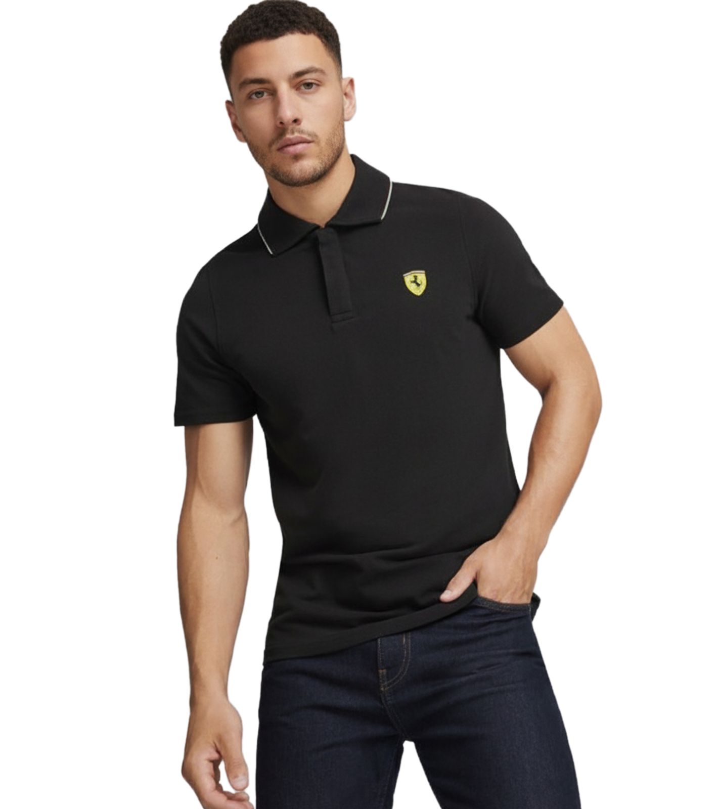 PUMA X Scuderia Ferrari Race Herren Polo-Shirt Kurzarm-Shirt Baumwoll-Shirt Motorsport-Shirt 623801 01 Schwarz