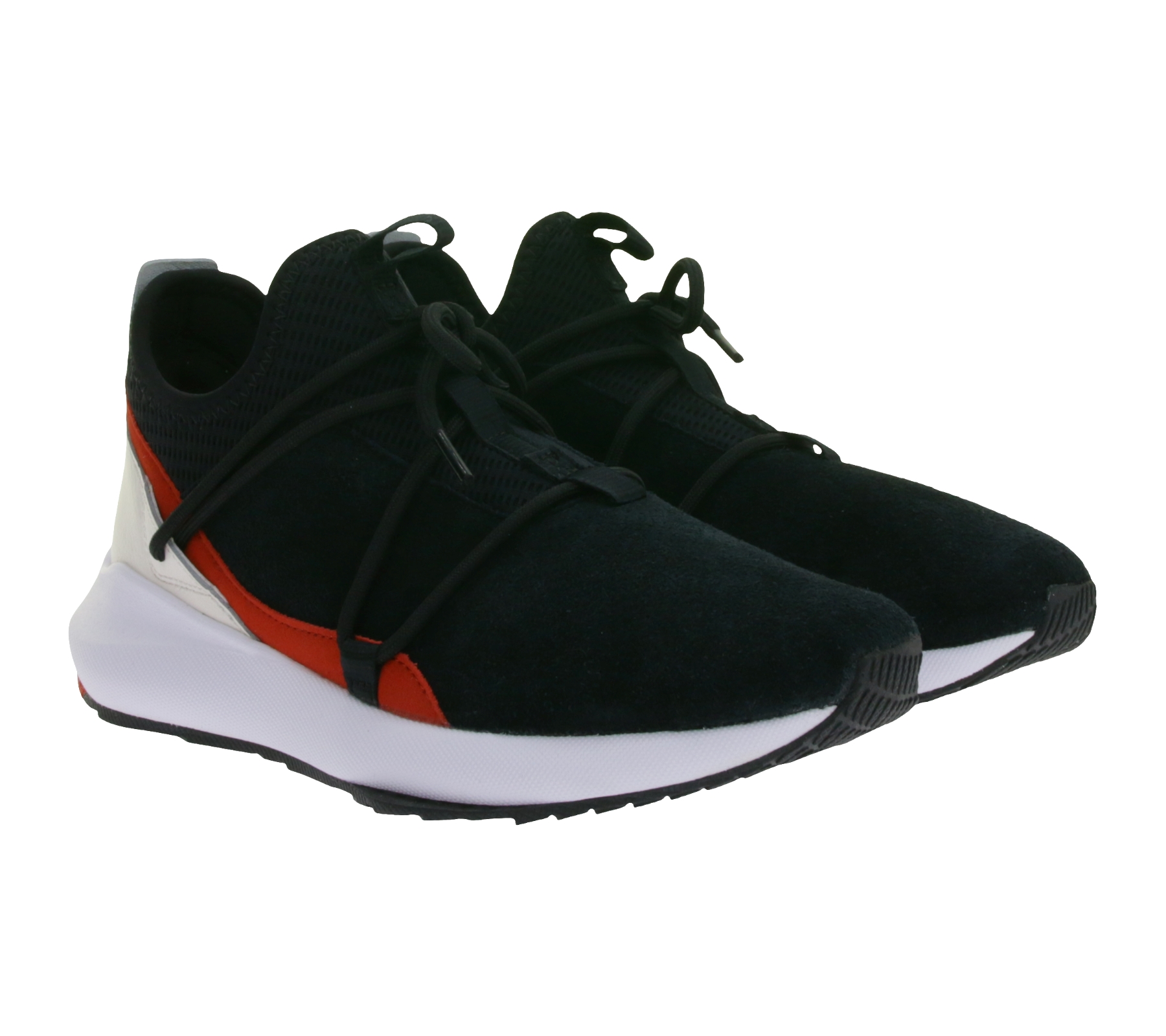 PUMA X Scuderia Ferrari SF Evo Cat II Suede LS Damen oder Herren Sneaker mit Ferrari-Logo Motorsport Leder-Schuhe 306373 01 Schwarz/Weiß/Rot