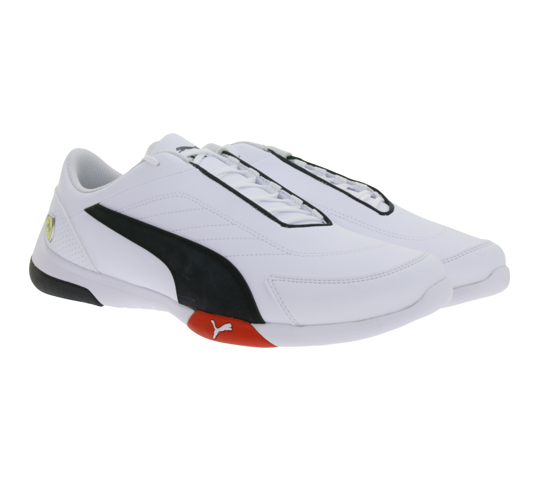 PUMA X Scuderia Ferrari SF Kart Cat III Damen oder Herren Sneaker mit Ferrari-Logo Motorsport-Schuhe 306219 06 Weiß/Schwarz