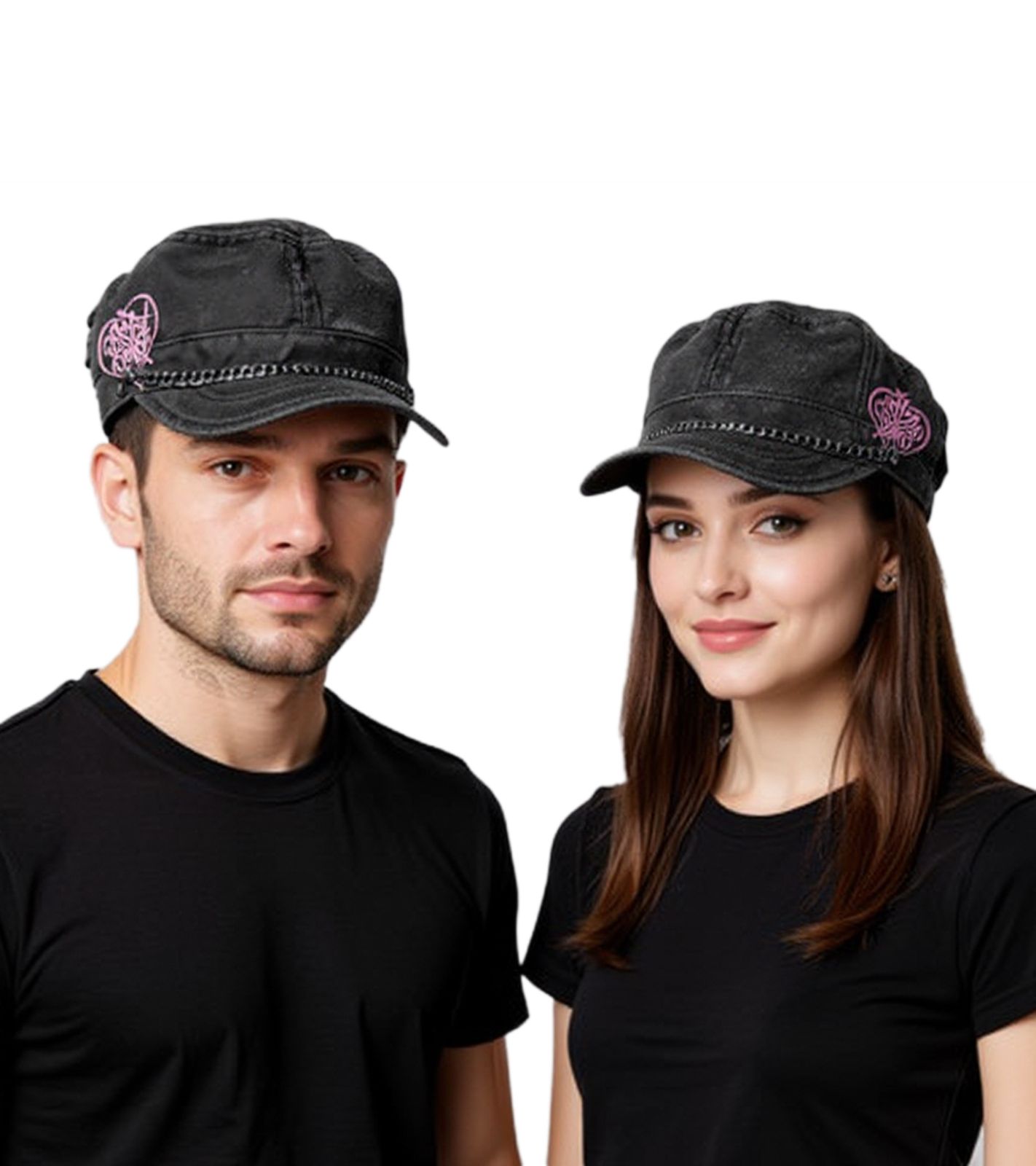 Pussycat Dolls Unisex Cap Baumwoll-Cap im Kadetten Style mit Kette und kleinem Schirm FC110460PCD Grau/Rosa