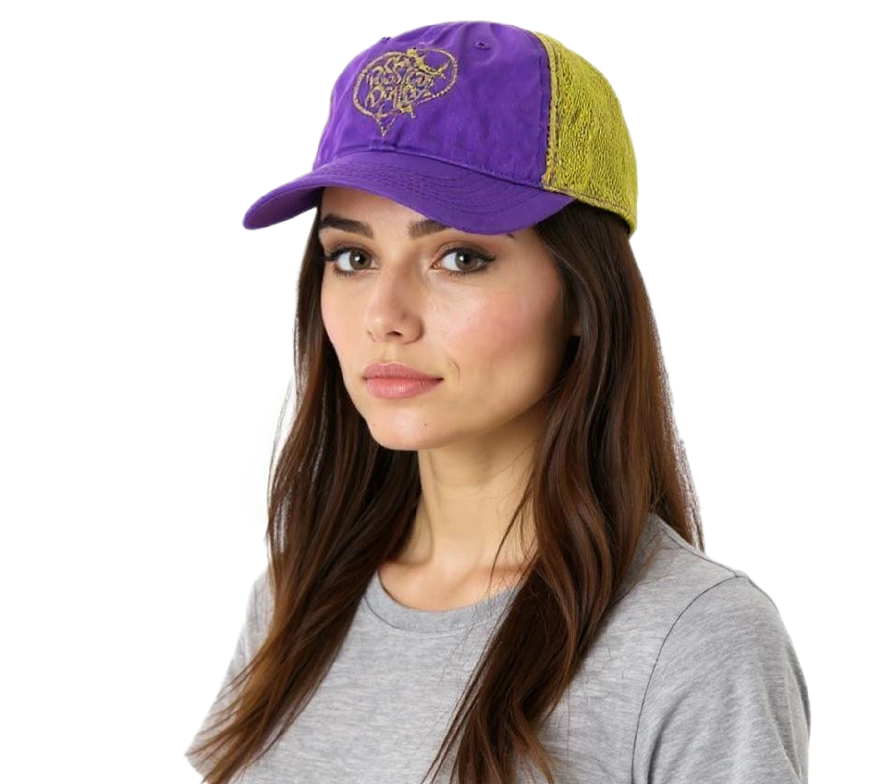 Pussycat Dolls Unisex Trucker-Cap Baseball-Cap mit atmungsaktiven Mesh-Einsatz Baumwoll-Cap Fan-Mütze TC110470PCD Lila/Gold