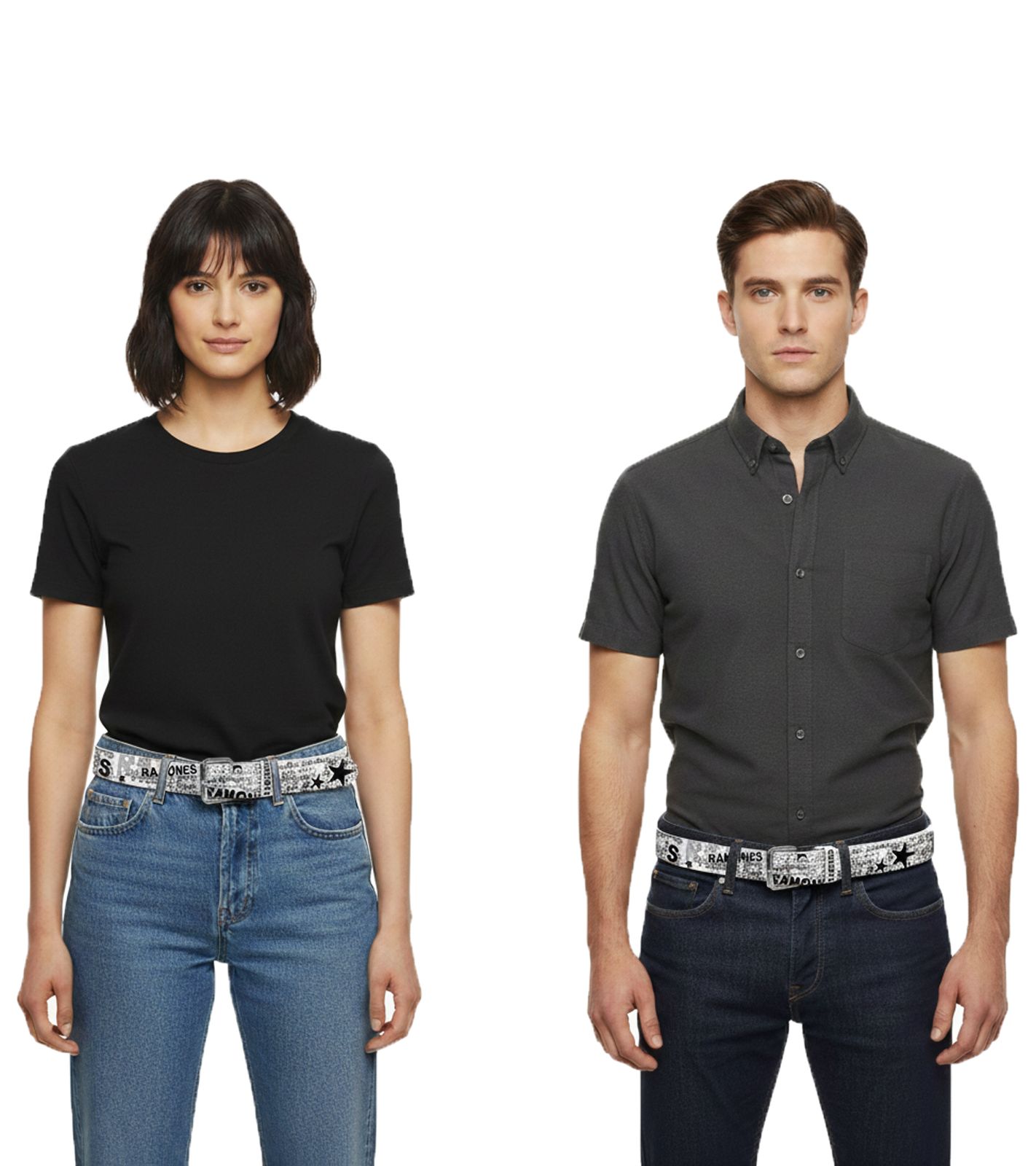 RAMONES Gürtel für Damen und Herren 110m im Zeitungsdruck BT106126RAM4 Weiß