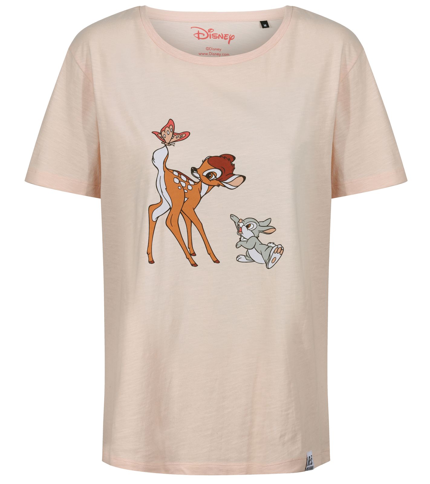 RE:COVERED X Disney Damen T-Shirt mit Bambi und Klopfer Design Baumwoll-Shirt Rundhals-Shirt RCDIF2066 Rosa