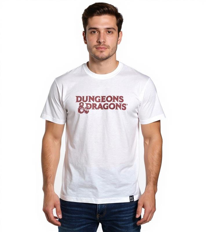 RE:COVERED X DUNGEONS & DRAGONS Herren T-Shirt Mastiff Baumwoll-Shirt Rundhals-Shirt RCHAS171 Creme-Weiß