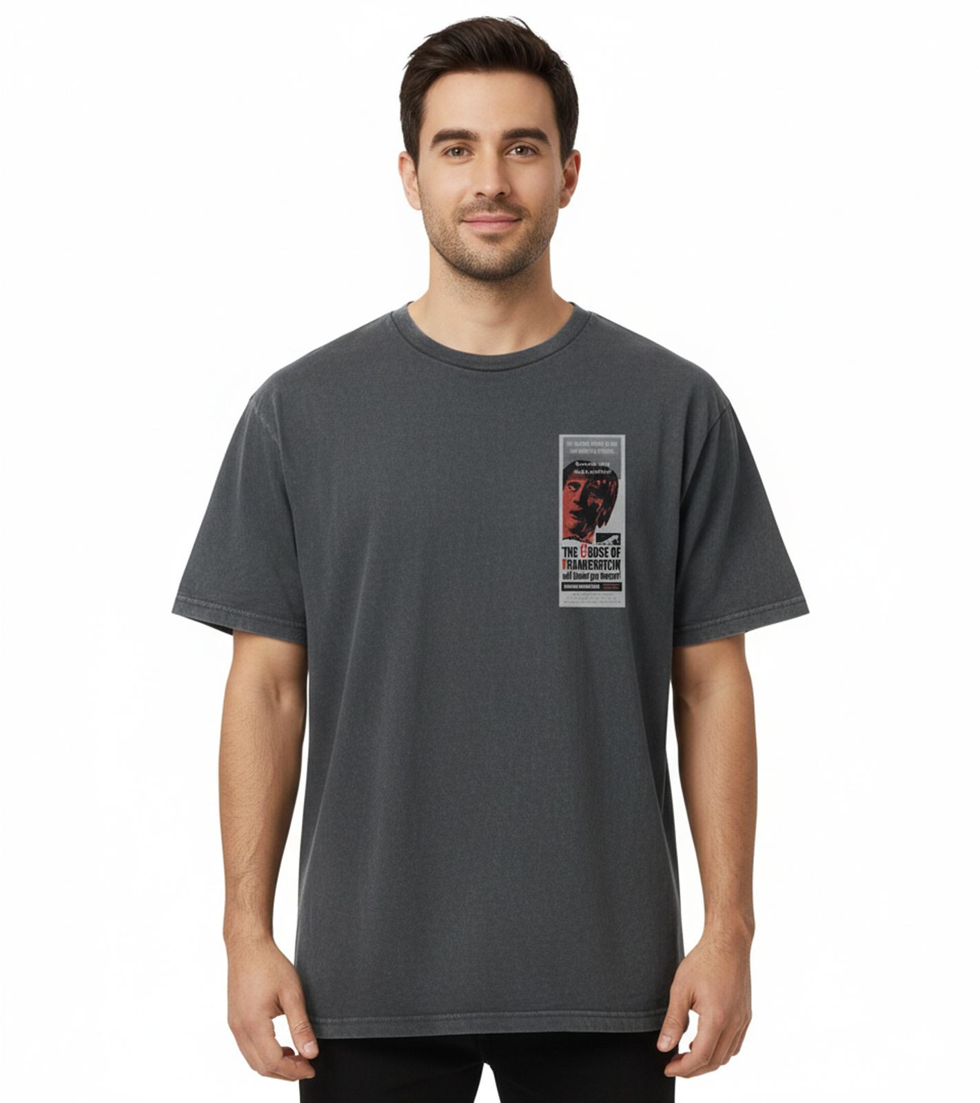 RE:COVERED X HAMMER Horror Frankenstein Curse Herren T-Shirt mit großem Rücken-Print Baumwoll-Shirt RCSTC111 Schwarz
