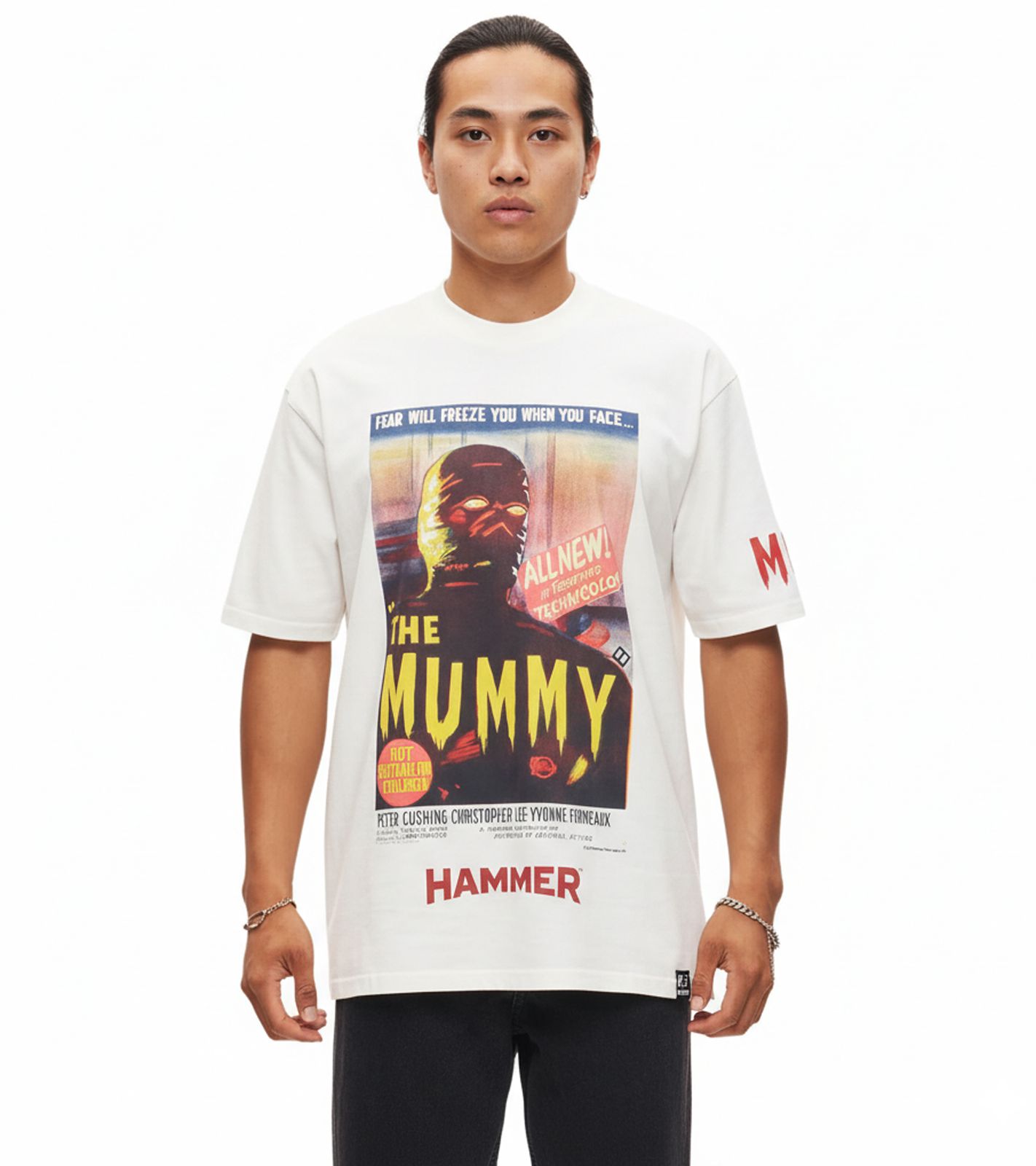 RE:COVERED X HAMMER The Mummy Herren T-Shirt mit großem Front-Print Baumwoll-Shirt RCSTC109 Ecru-Weiß