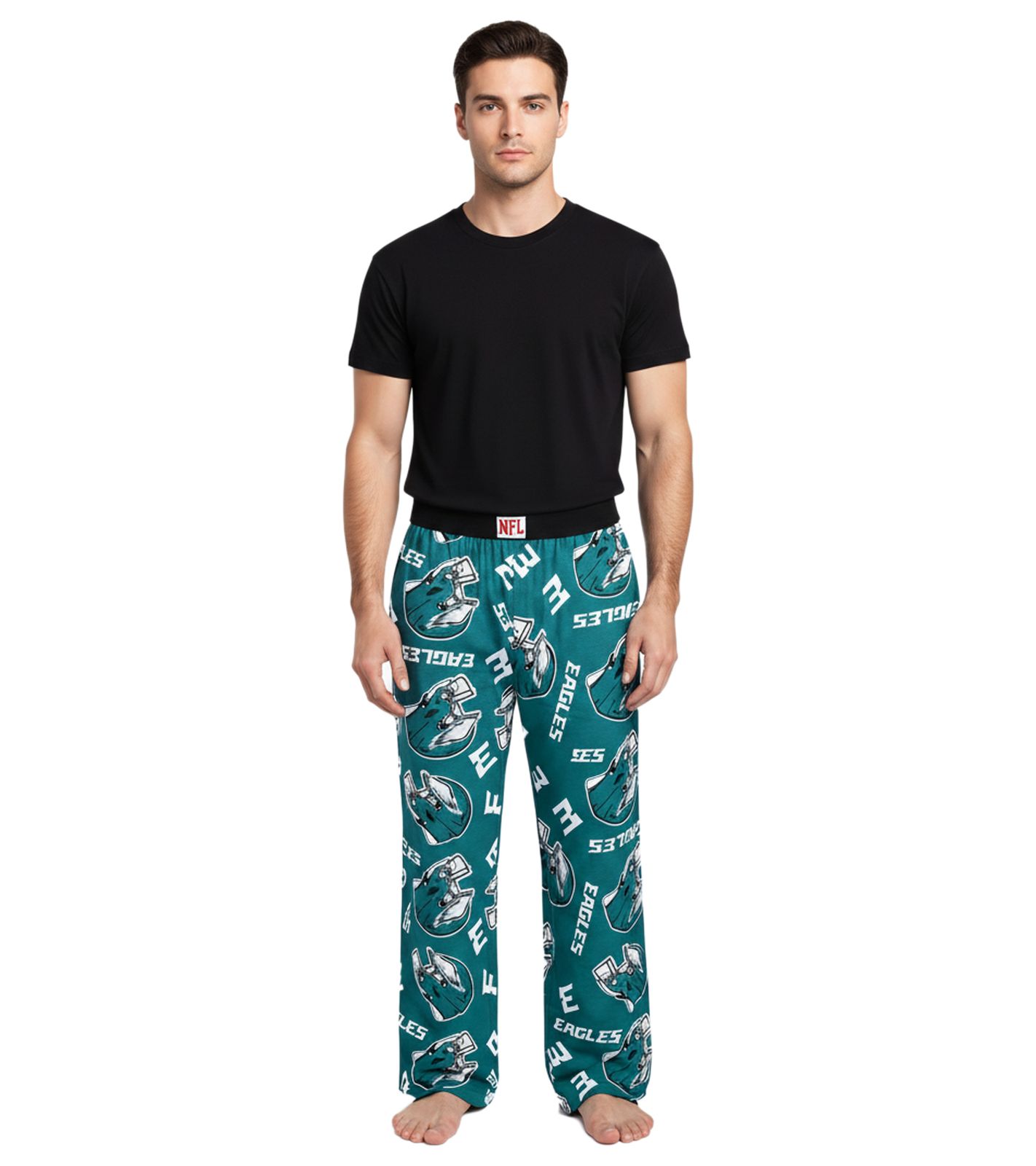 RE:COVERED X NFL Philadelphia Eagles Loungepants Herren Schlafanzug-Hose mit Team-Logo Baumwolle Pyjama-Hose RCNFL1461 Midnight-Grün
