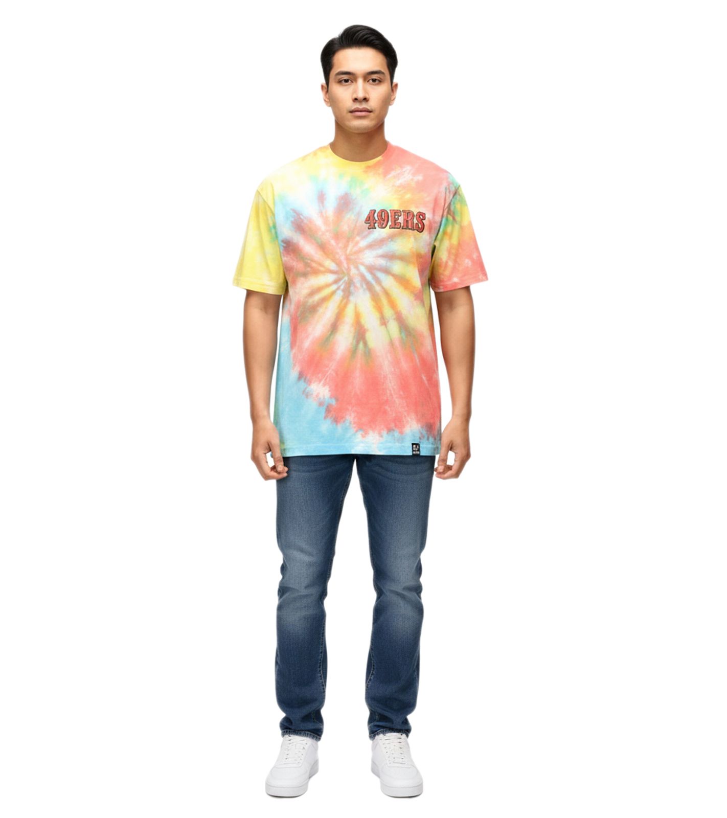 RE:COVERED X NFL San Francisco 49érs Herren T-Shirt mit Helm-Print Baumwoll-Shirt Rundhals-Shirt RCNFL1383 Bunt