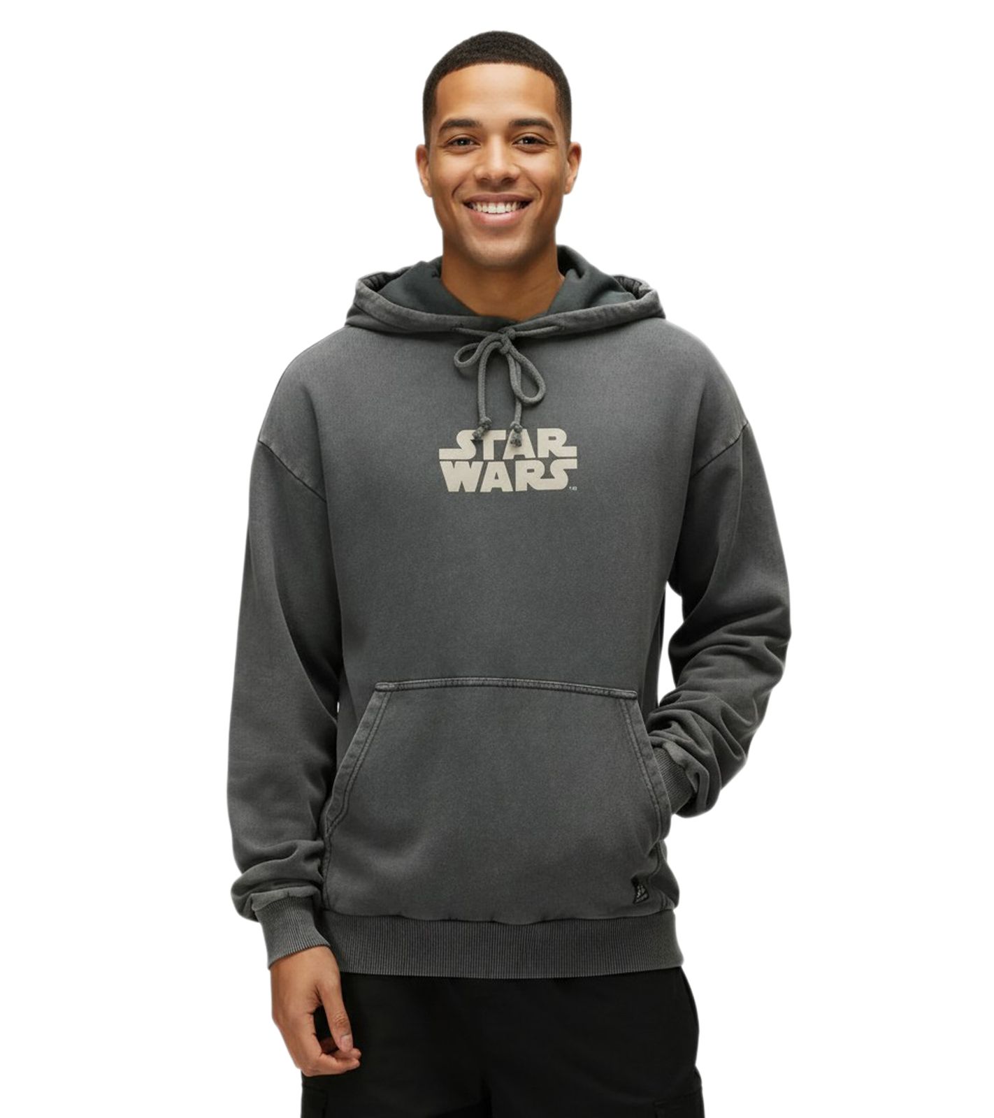 RE:COVERED X Star Wars Herren Kapuzen-Pullover mit Back-Print Baumwoll-Hoody Langarm-Shirt RCDIF2047 Grau
