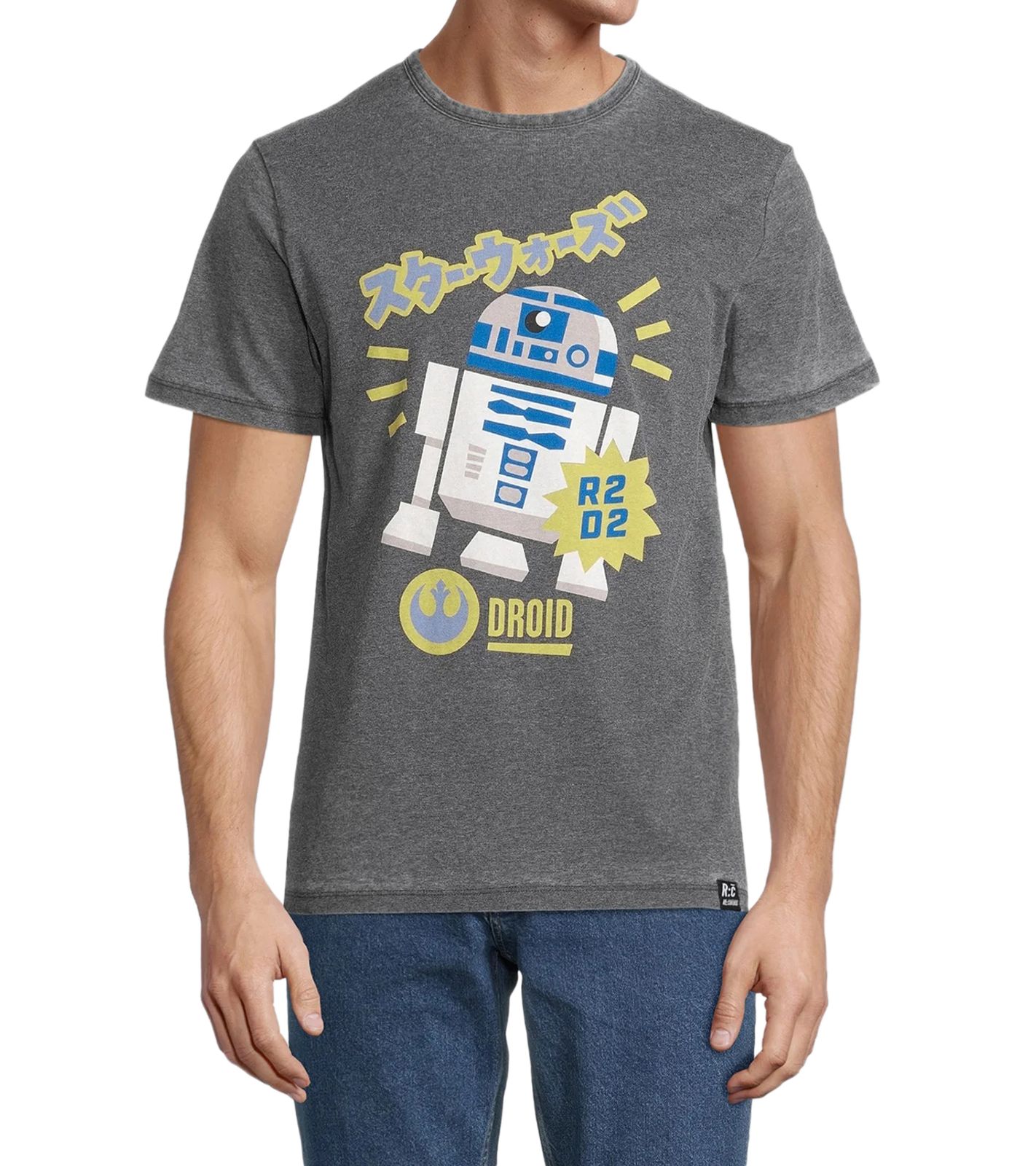RE:COVERED X STAR WARS Herren T-Shirt mit R2D2-Print Baumwoll-Shirt Kurzarm-Shirt AKSTW2166 Dunkel-Grau