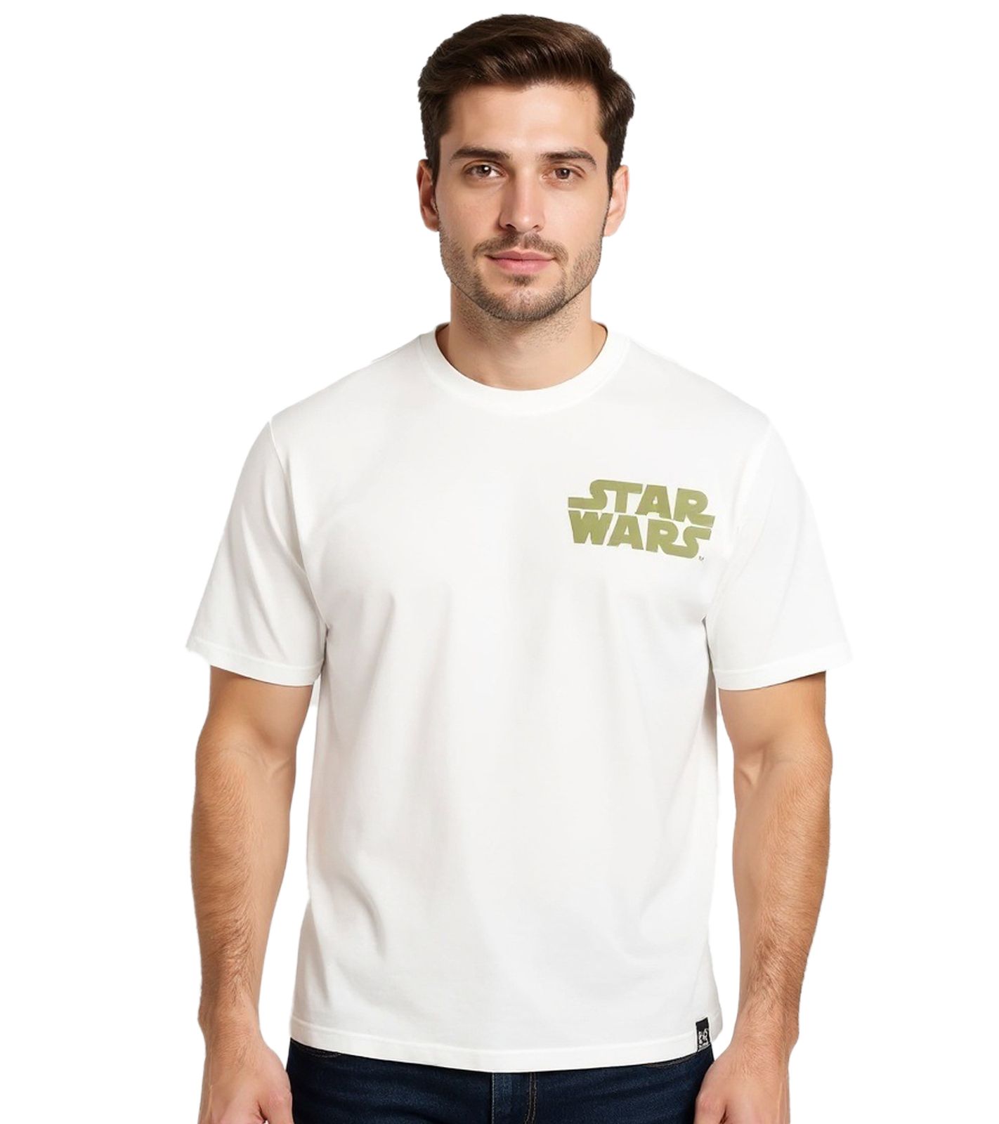 RE:COVERED X STAR WARS Herren T-Shirt mit Rücken-Print Baumwoll-Shirt Kurzarm-Shirt RCDIF2045 Ecru-Weiß