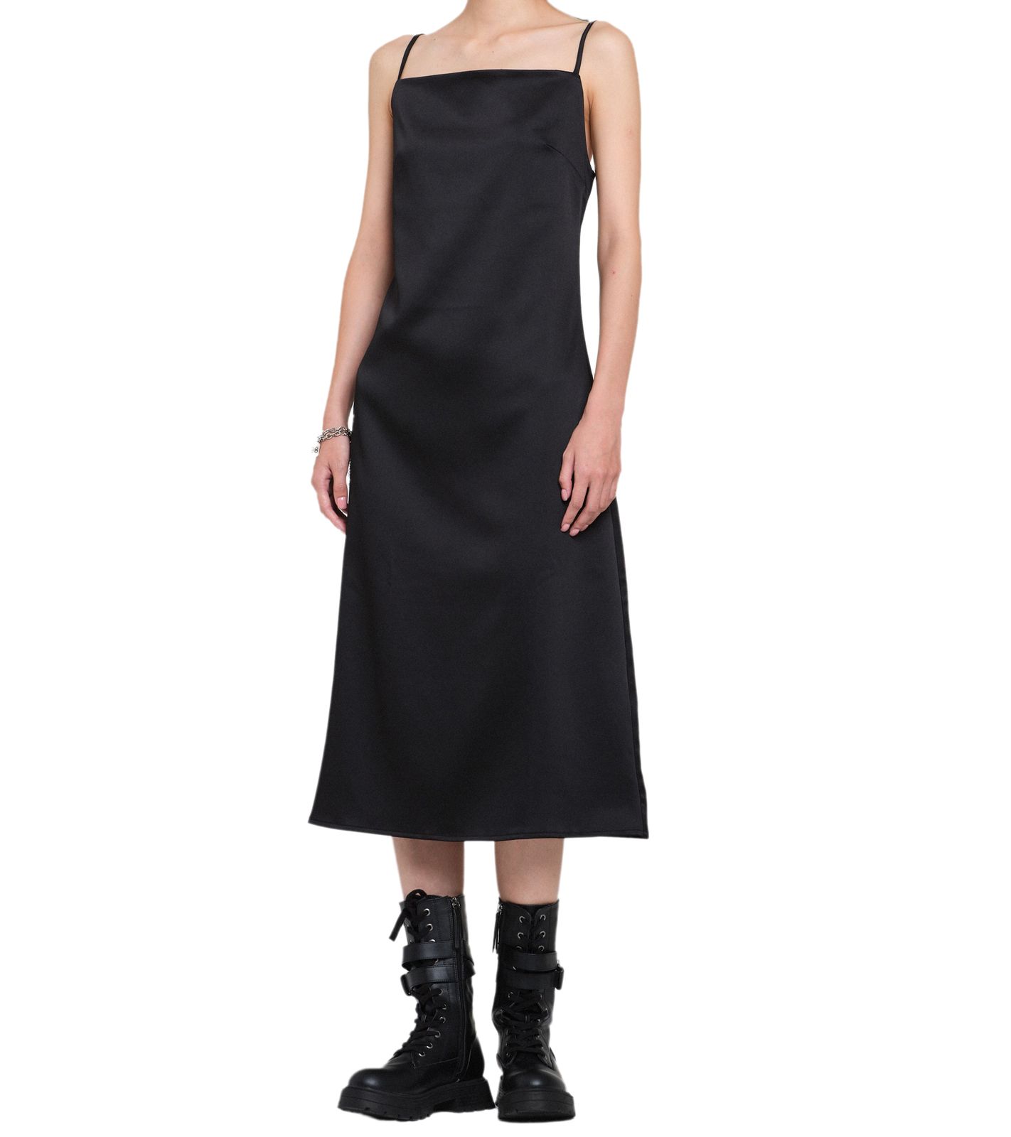 ROCKUPY Damen Midi-Kleid Sommer-Kleid mit Rückenausschnitt und Kasten-Ausschnitt Urlaubs-Kleid RPW20-041002 Schwarz