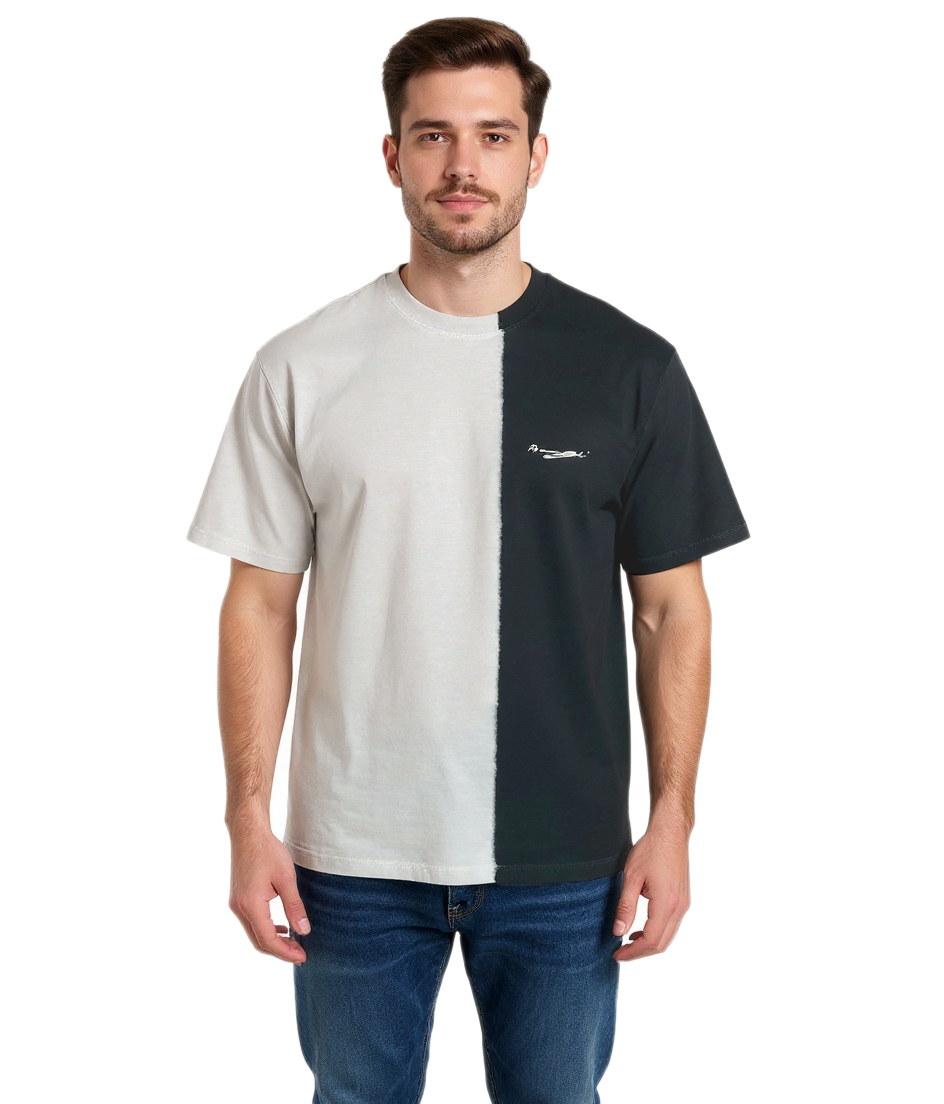 ROUGH. Essential Bleached Herren T-Shirt stylisches Baumwoll-Shirt Grau/Weiß