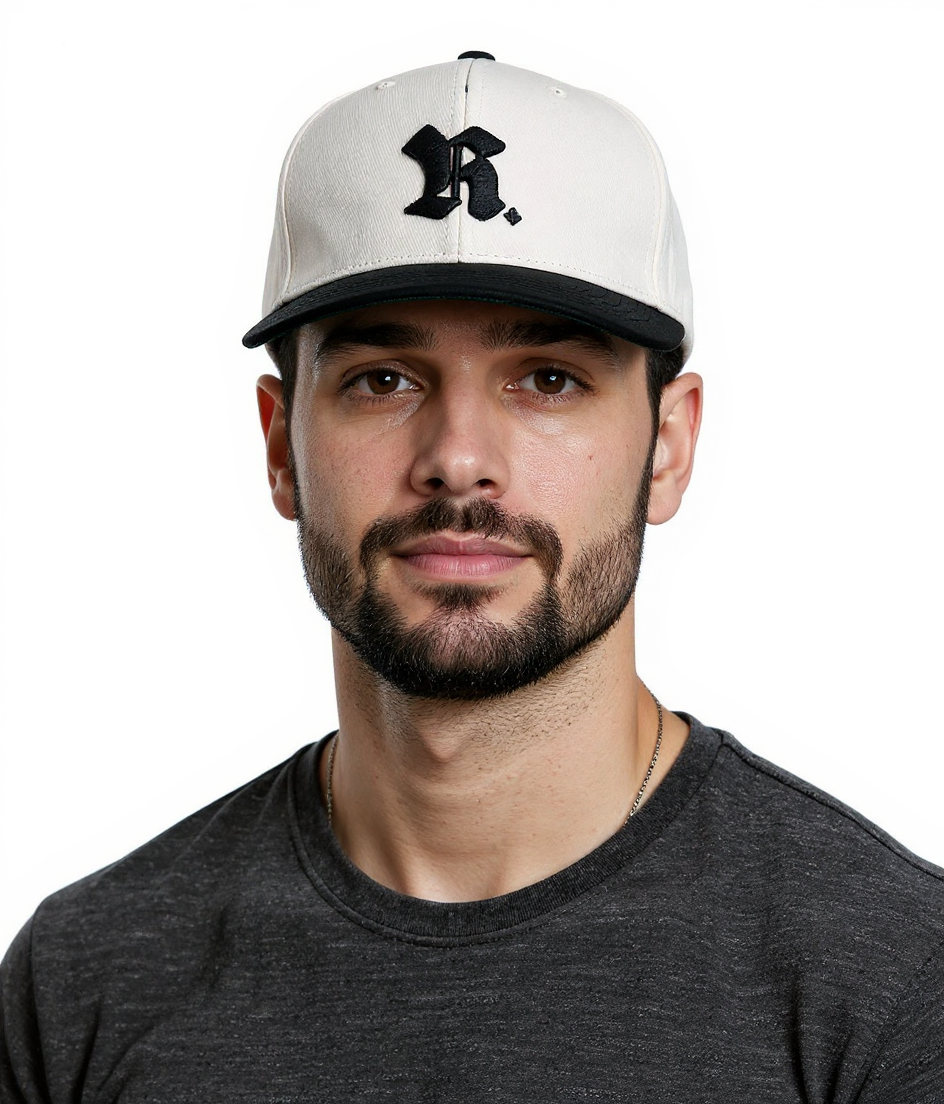 Rough. Herren Capital Baseball Flexfitted Cap Baumwoll-Cap Weiß