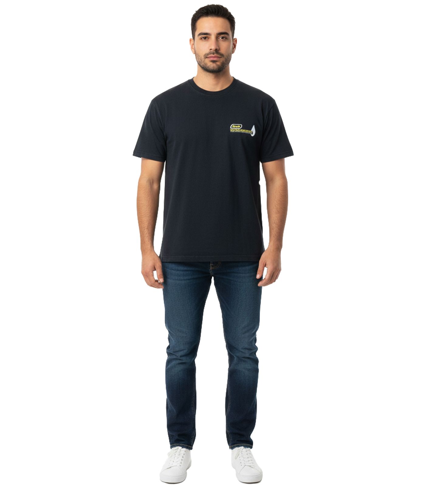 ROUGH. Herren T-Shirt mit großem Rücken-Print Kurzarm-Shirt Baumwoll-Shirt Schwarz