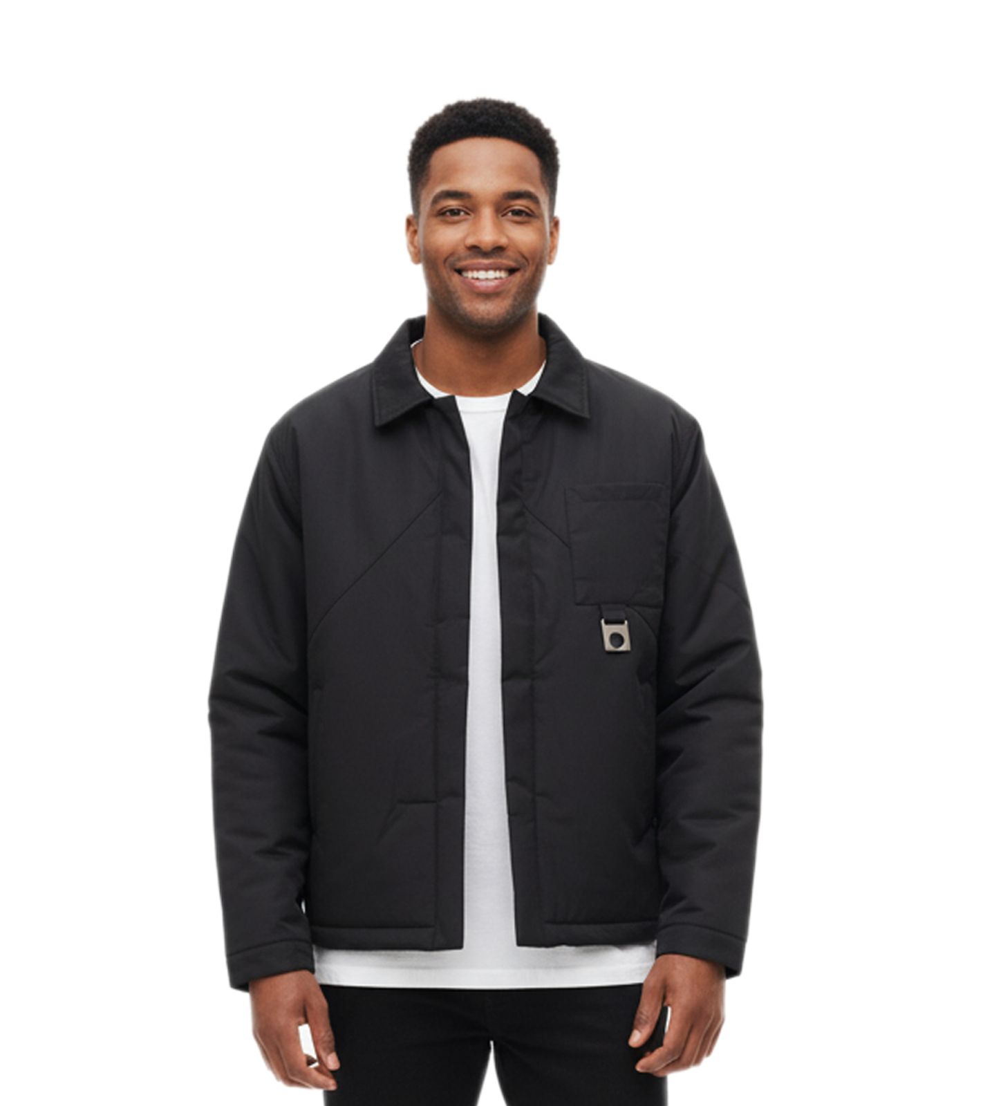 ROUGH. Overshirt-Jacke – Übergangsjacke mit Hemdkragen & Brusttasche in Schwarz