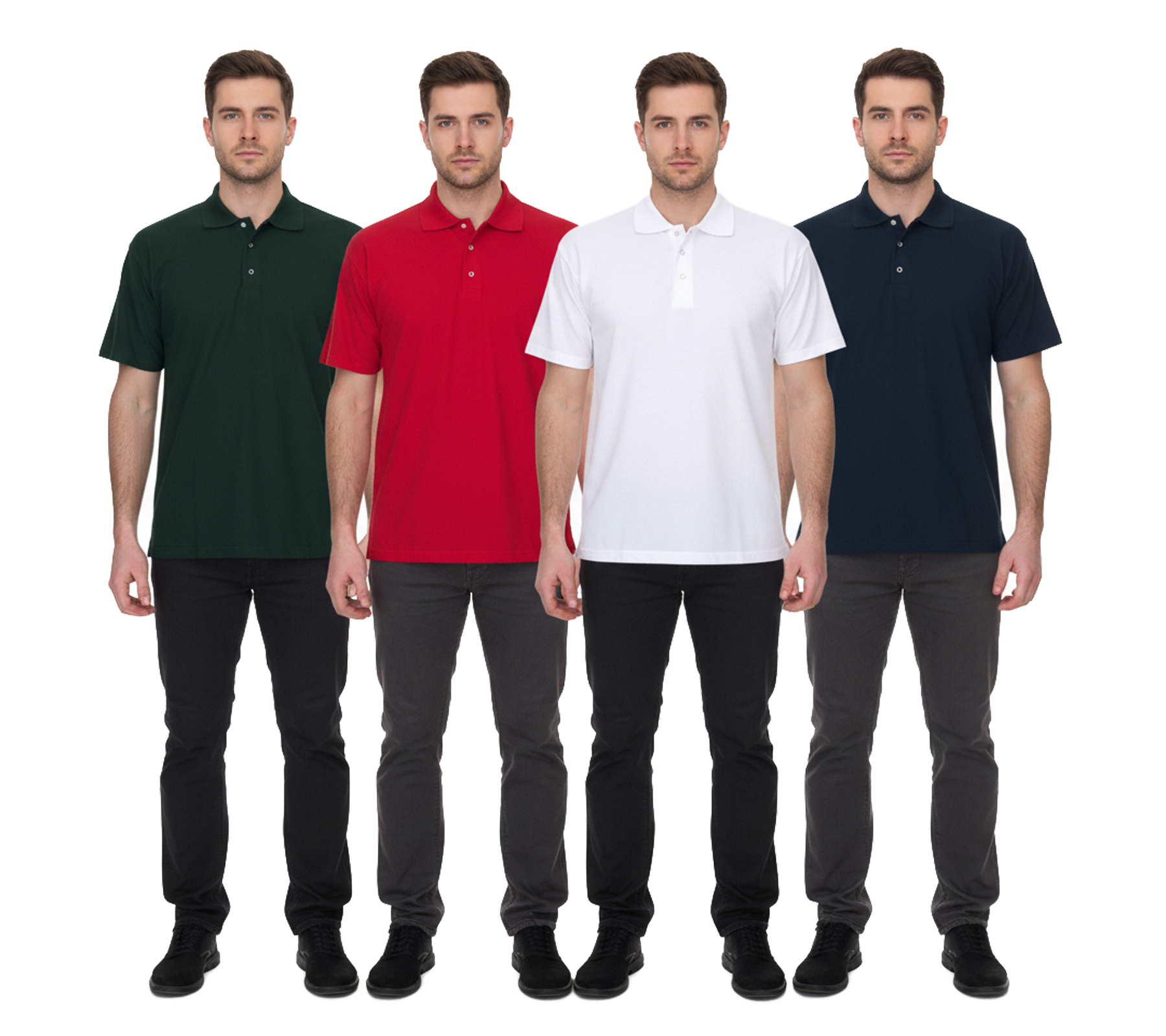 SANTINO Cws Herren schlichtes Polo-Shirt mit Baumwollanteil Kurzarm-Shirt Grün, Weiß, Blau oder Rot