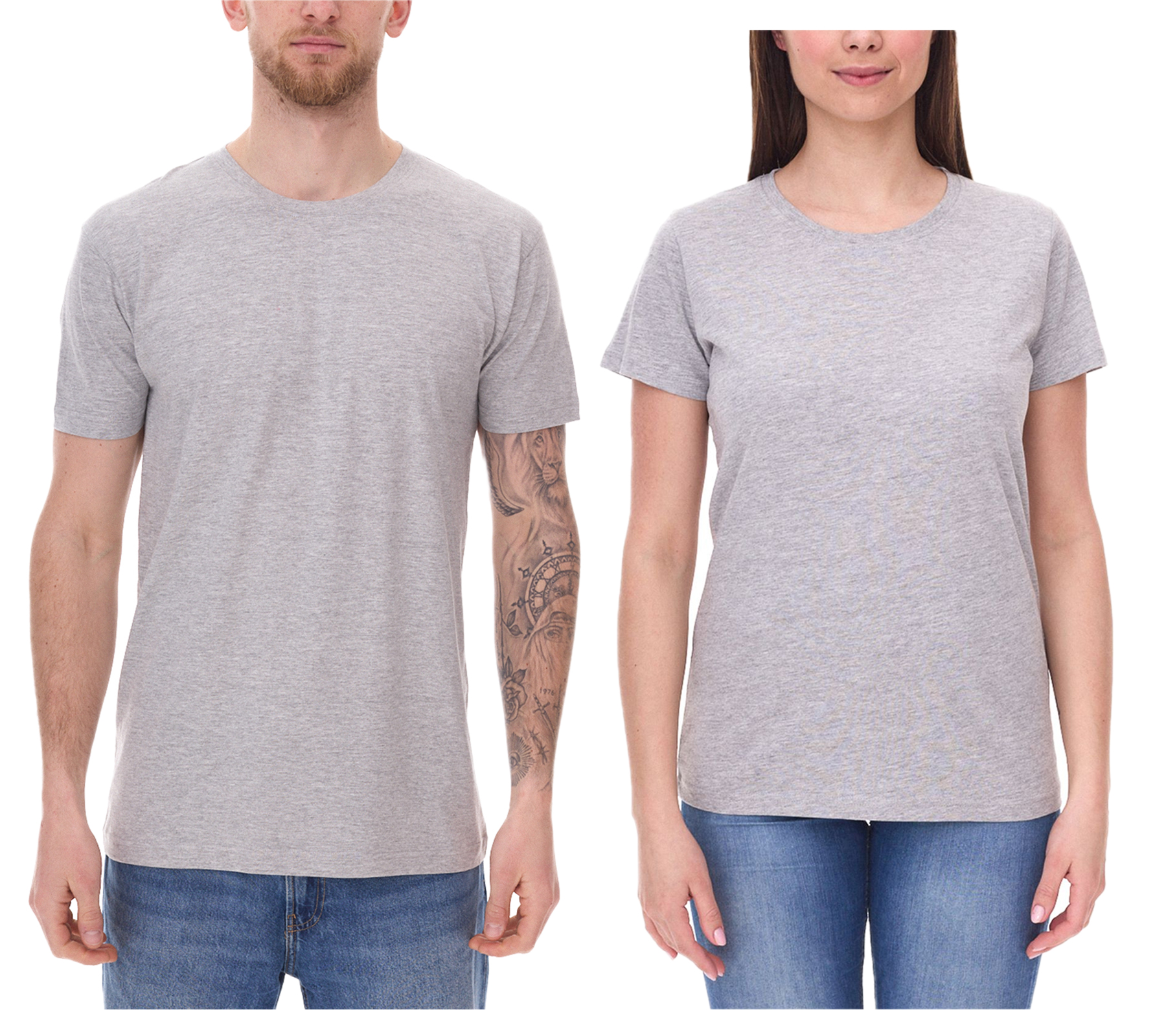 SANTINO Jaro T-Shirt aus Bio-Baumwolle Kurzarm-Shirt Basic-Shirt meliert 160 gr/m2 Grau