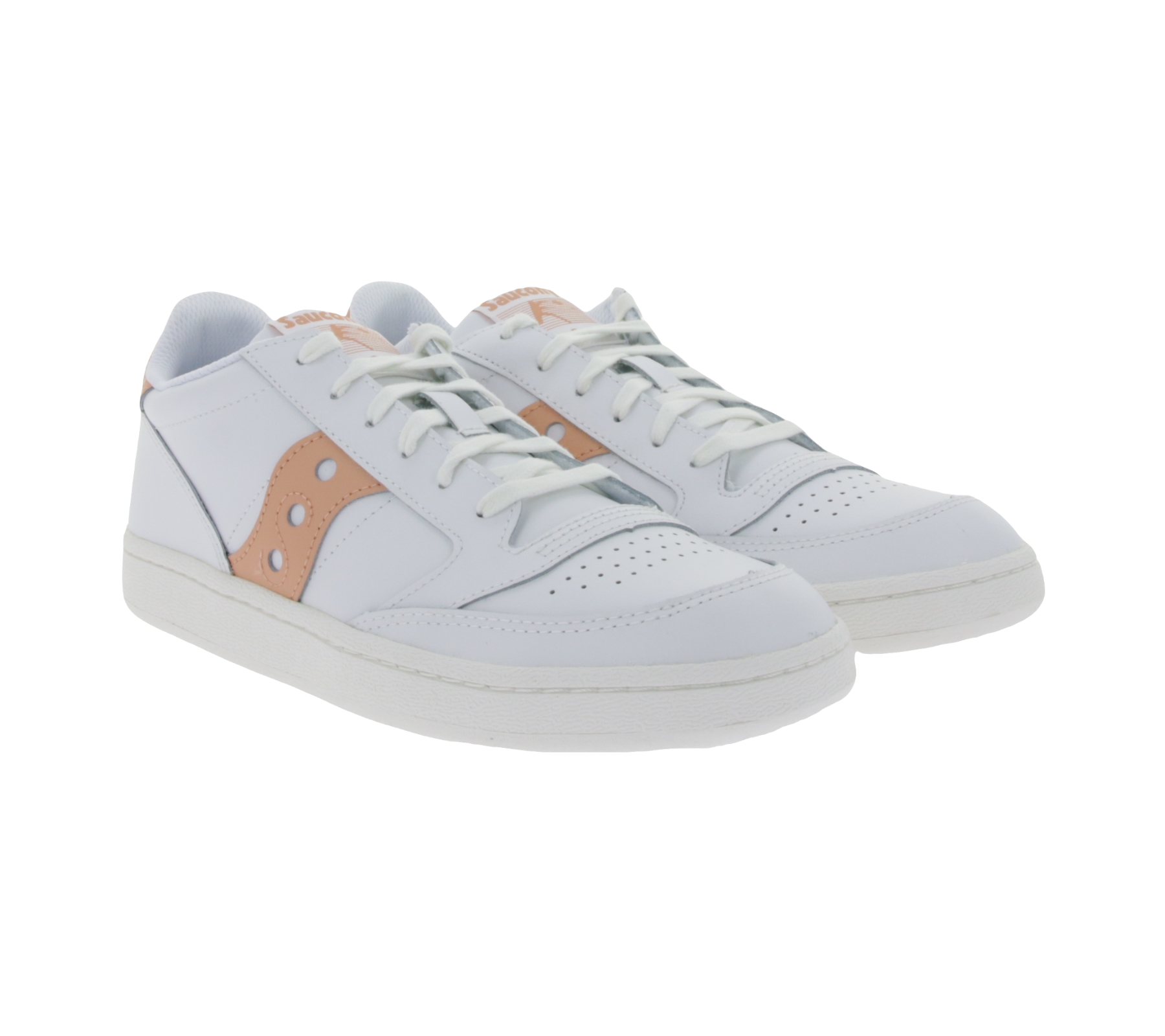 Saucony Jazz Court Damen Turnschuhe Echtleder mit EVA Zwischensohle S60759-8 Weiß/Rosa