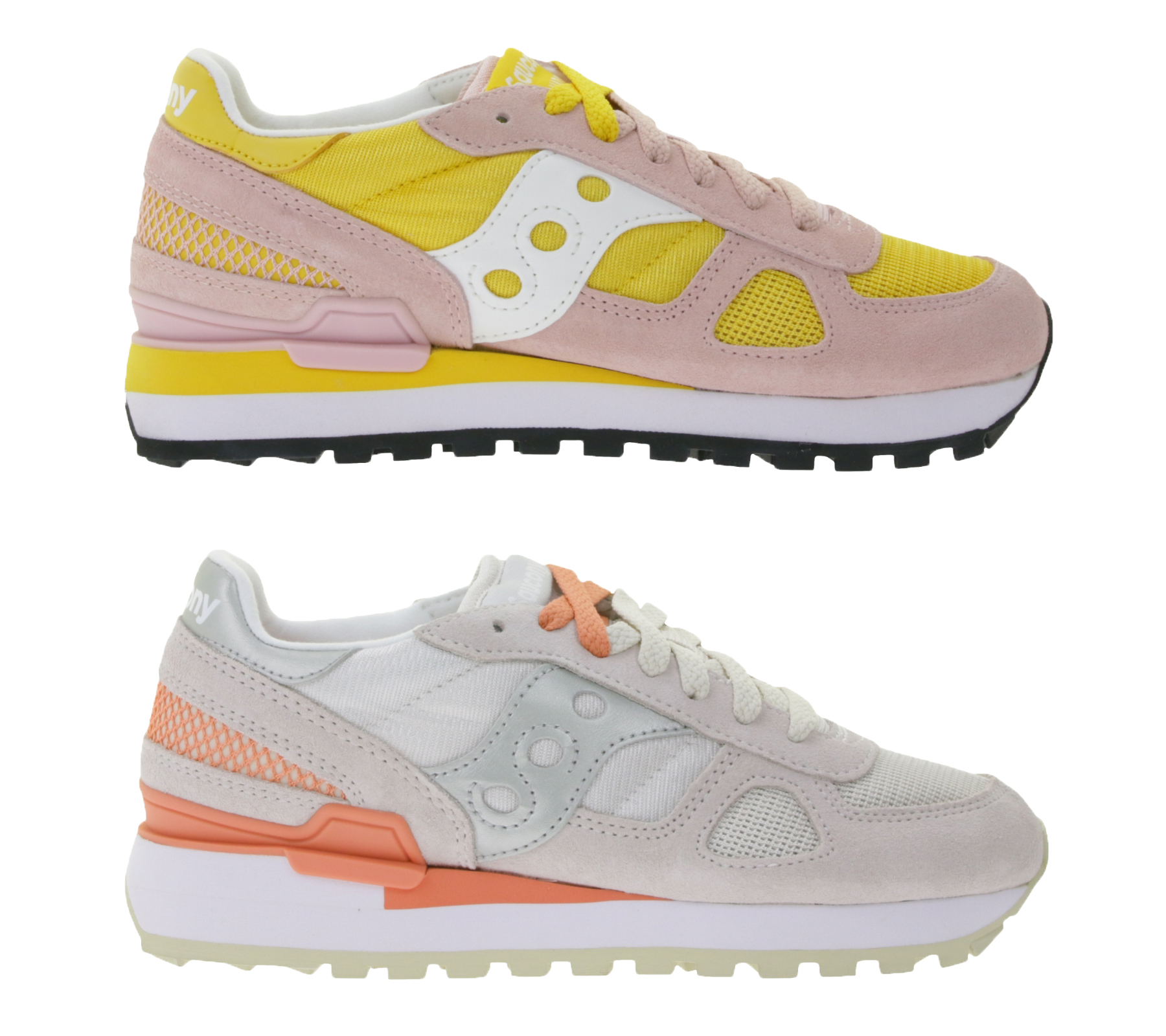 Saucony Shadow Original Damen Sneaker im Retro-Look mit EVA-Zwischensohle Echtleder-Schuhe S1108 Koralle/Orange oder Rosa/Gelb