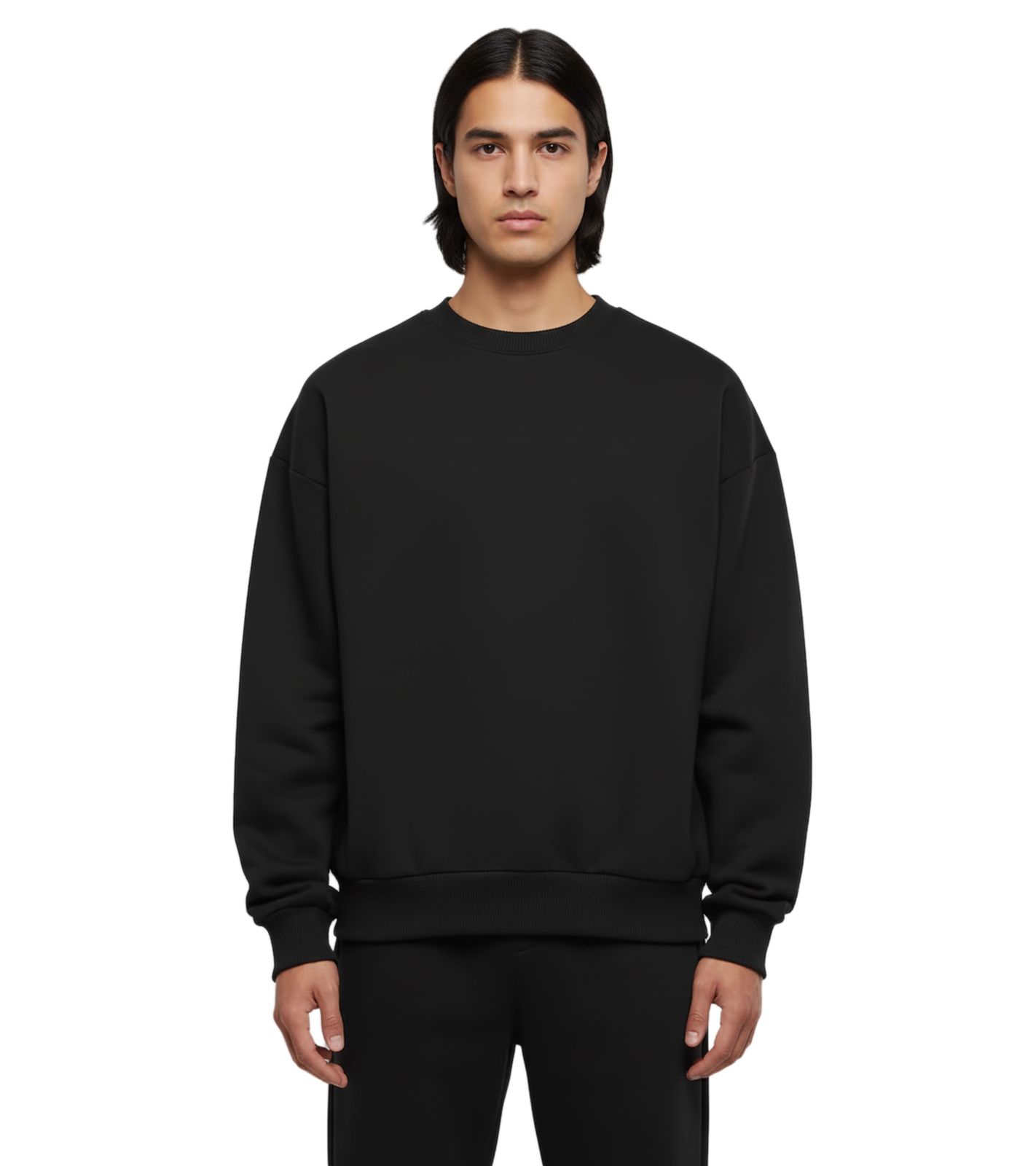 Schlichter Prohibited Herren Sweatshirt Baumwoll-Pullover Sweater Oversized PB0301 Schwarz