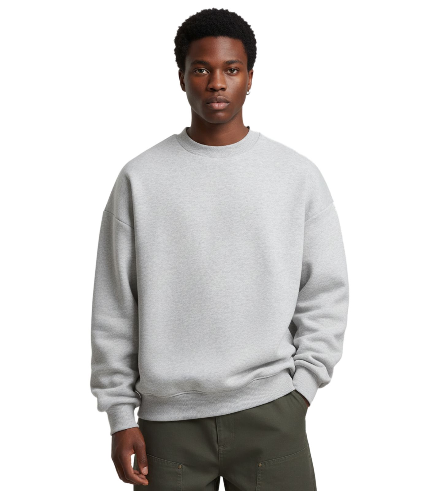 Schlichter Prohibited Herren Sweatshirt Baumwoll-Pullover Sweater Oversized PB0304 Grau